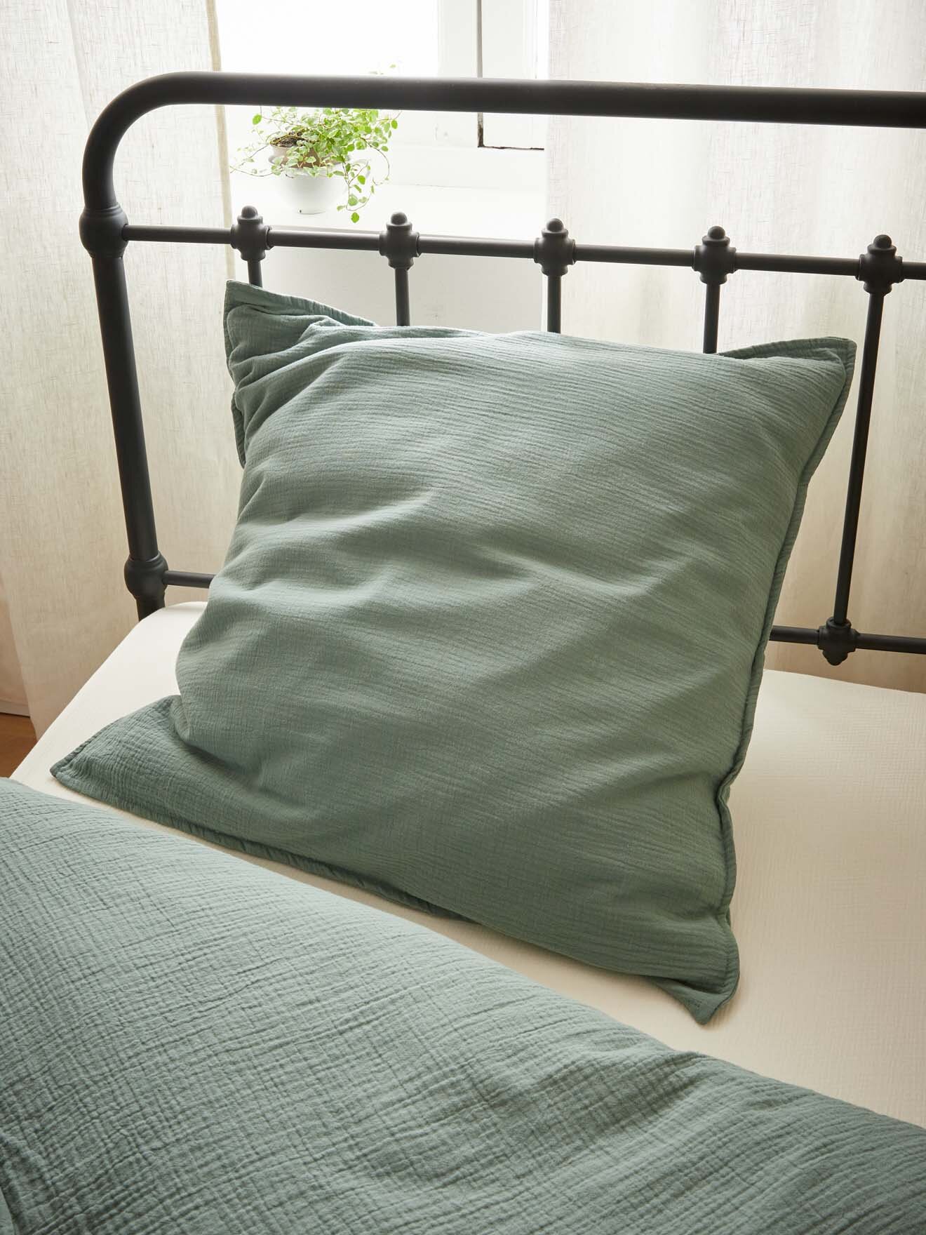 “Waffle” cotton gauze children’s pillowcase CYRILLUS Green