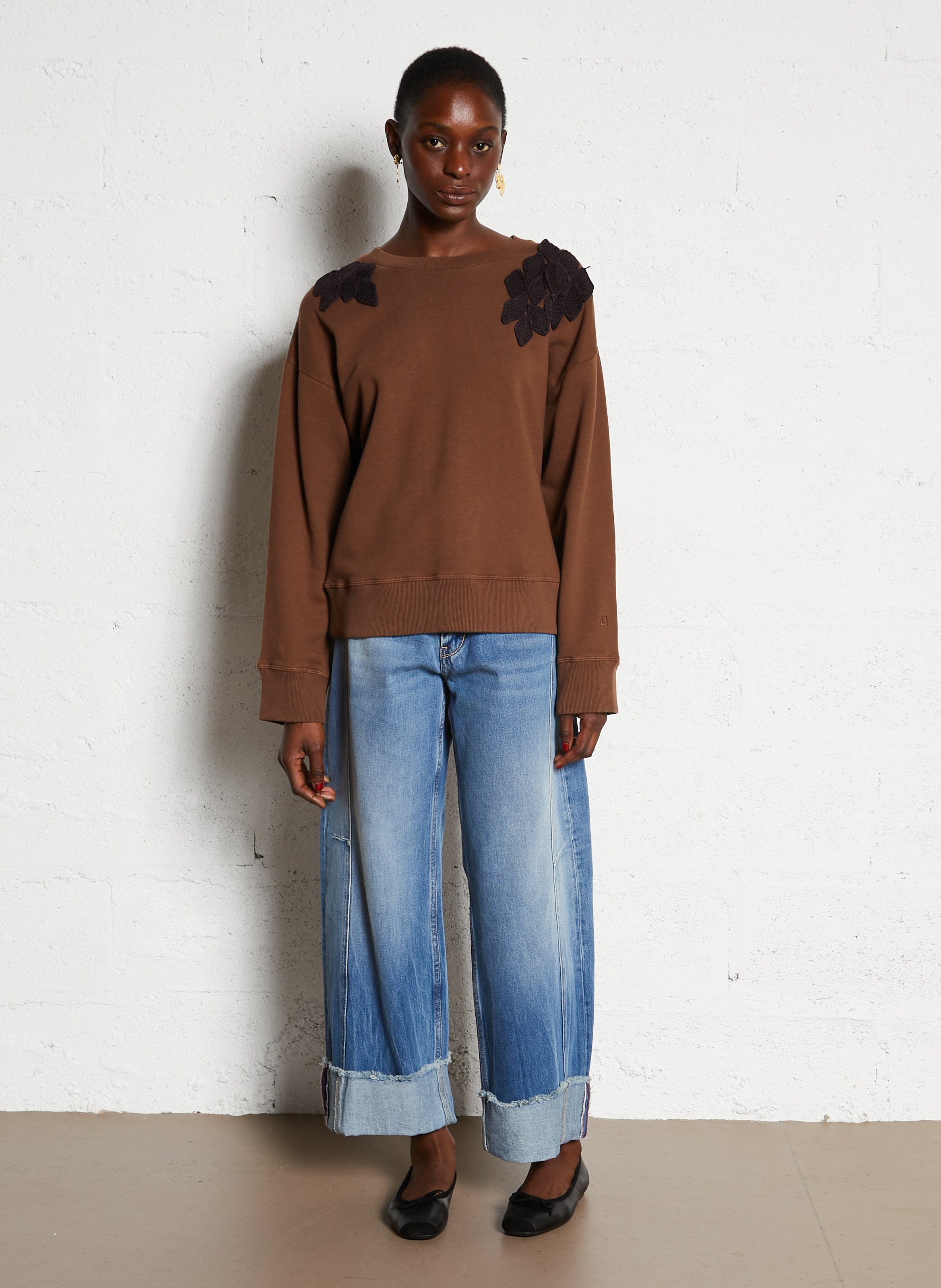 Geborduurd katoenen sweatshirt LEON & HARPER Bruin