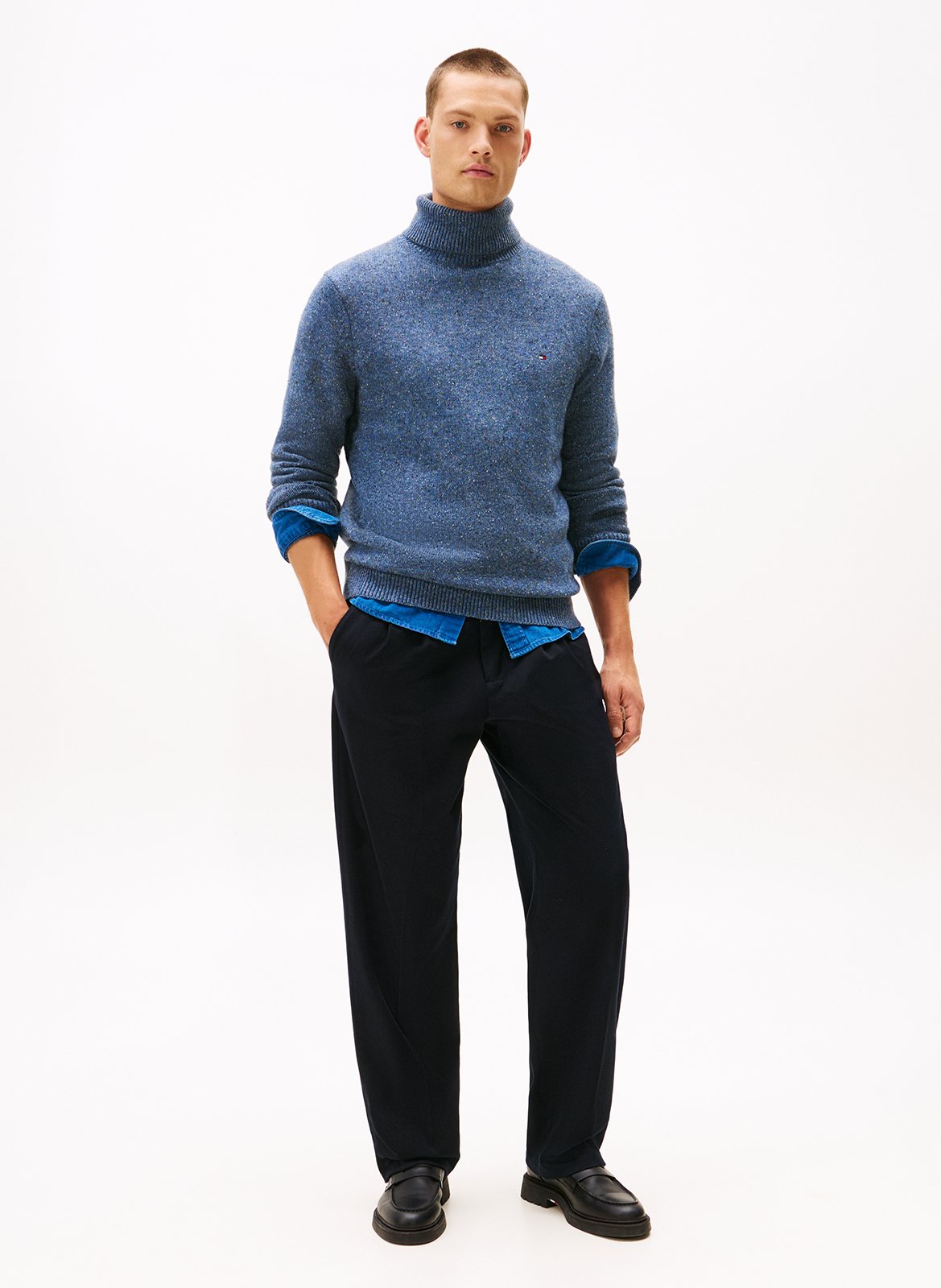 High-neck wool-blend sweater TOMMY HILFIGER Blue