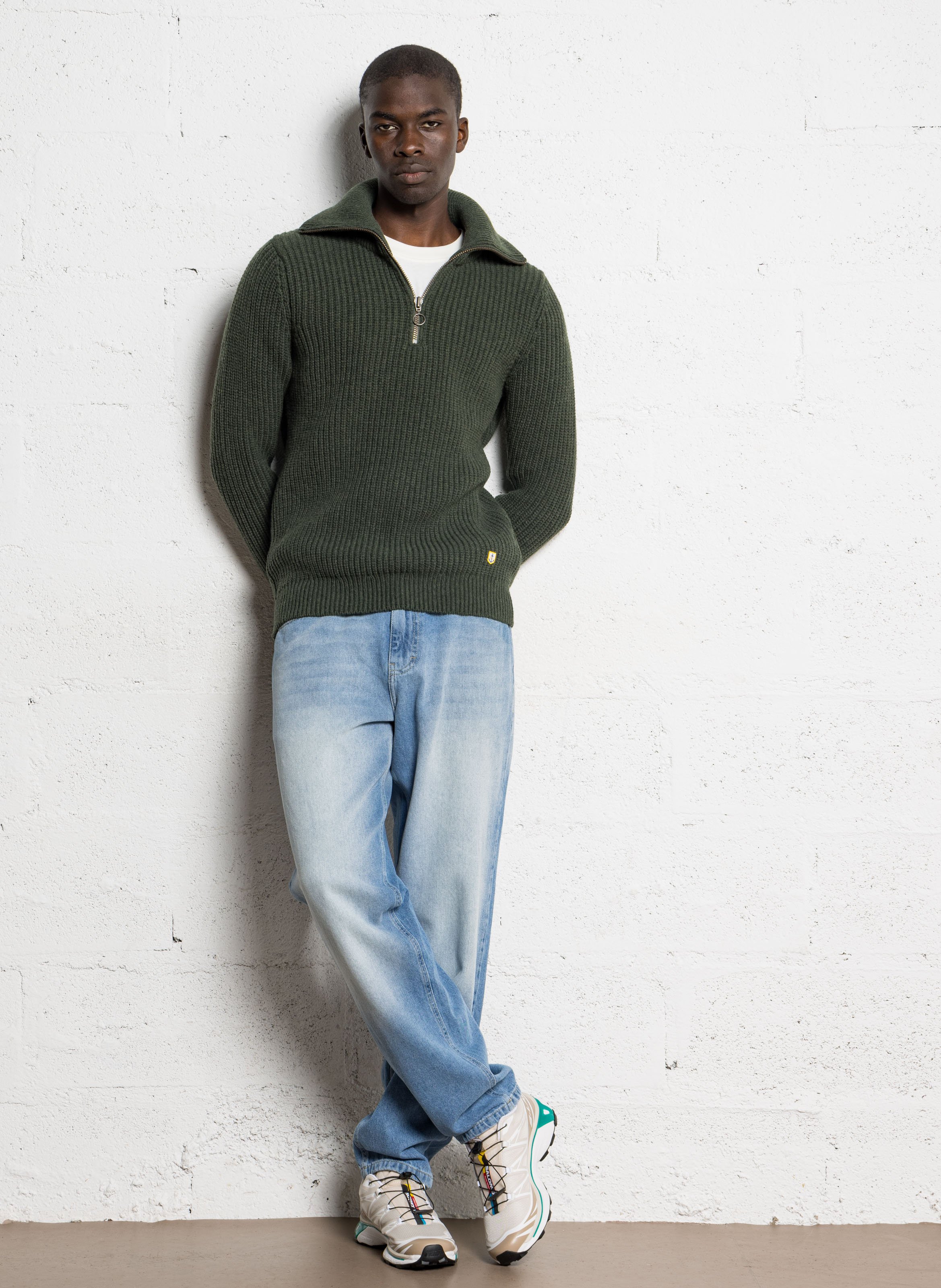 Pull col camionneur en laine mélangée ARMOR LUX Kaki