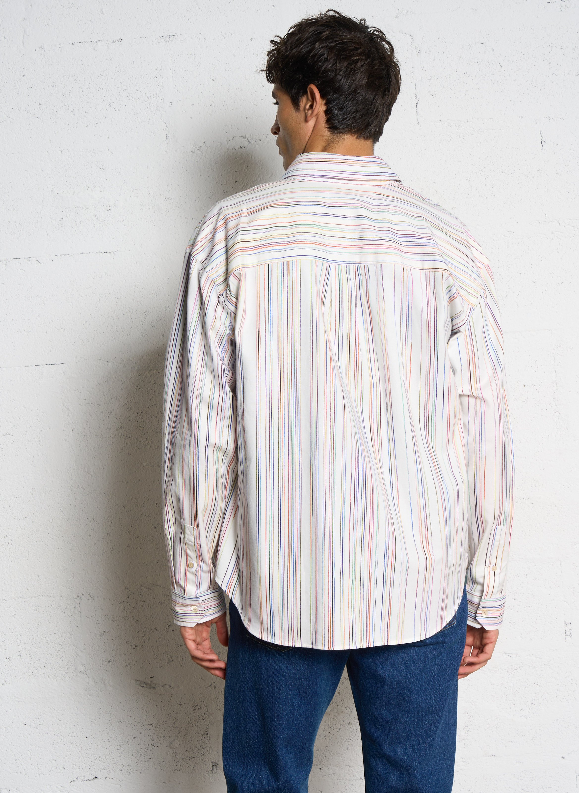 Oversized striped organic cotton shirt PAUL SMITH White
