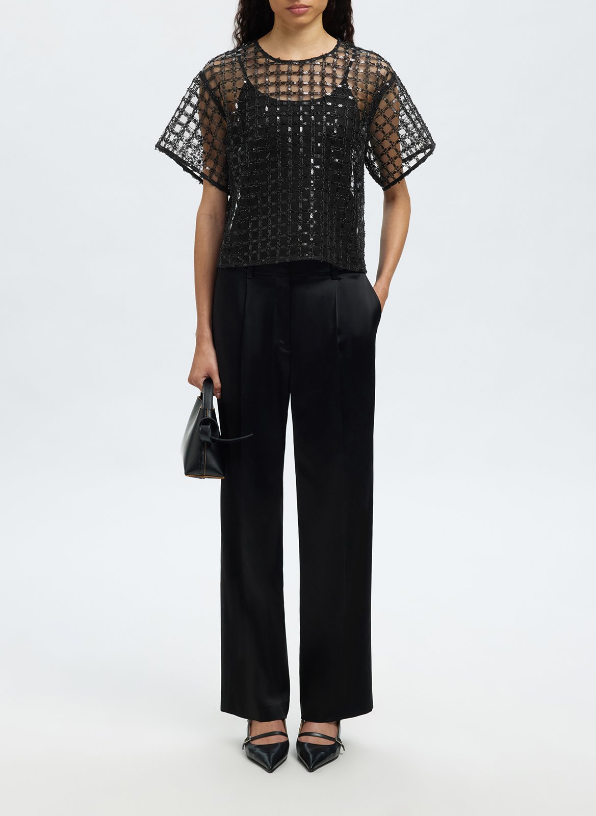 Top col rond à strasse SELECTED Noir