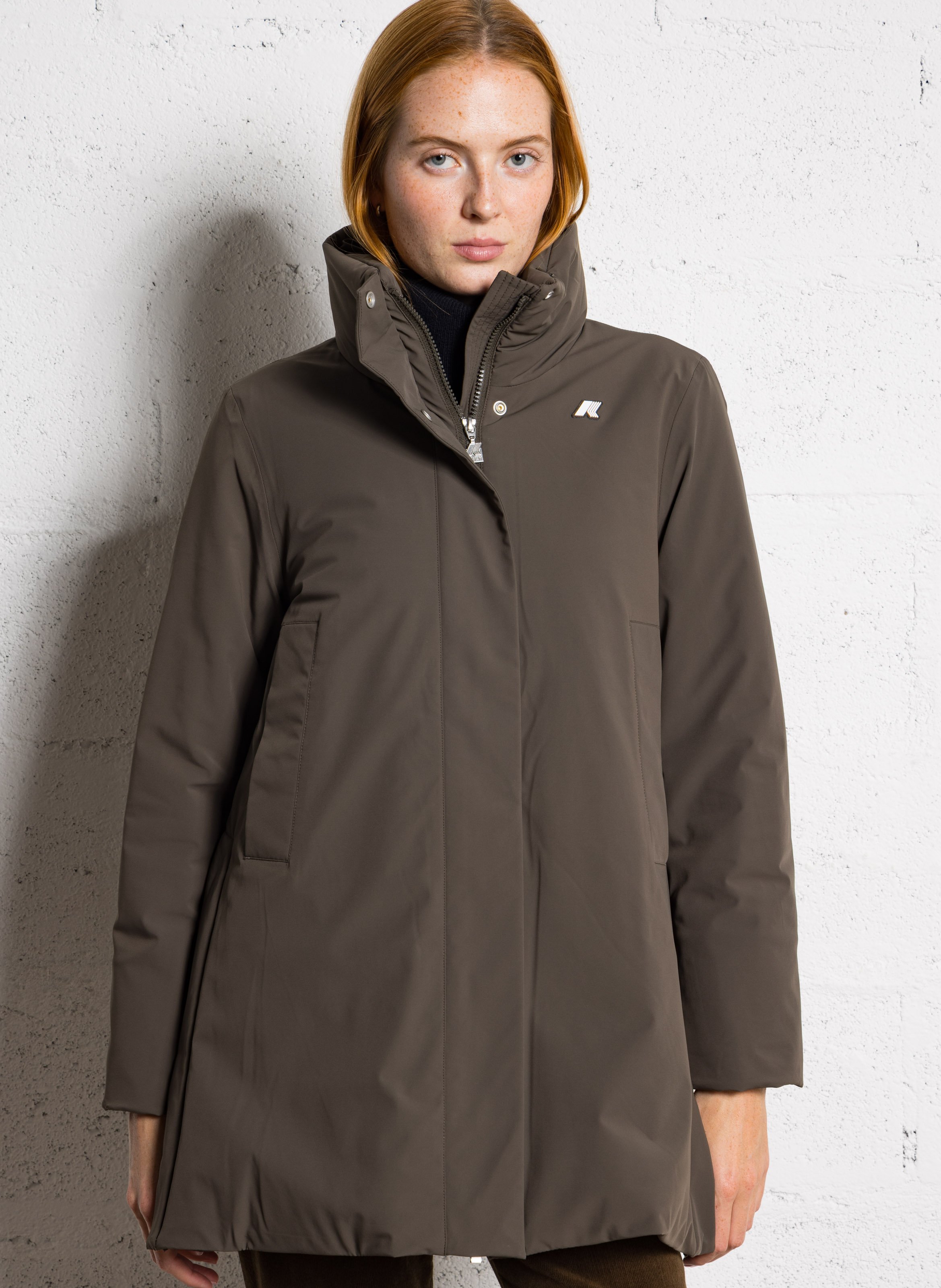 Veste col montant unie  K-WAY Kaki