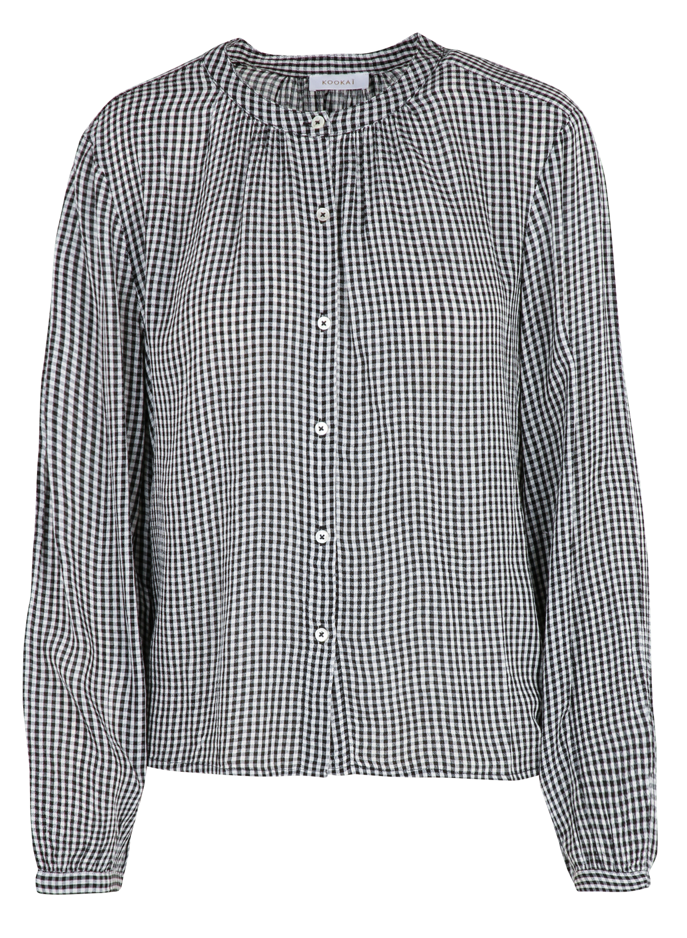 Chemise col rond motif vichy KOOKAI Noir