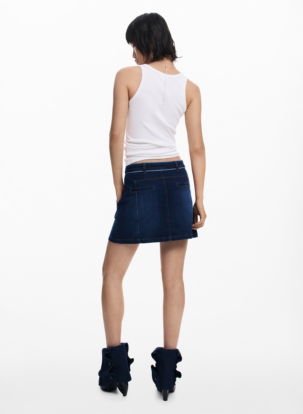 Mini denim skirt with layered pockets DESIGUAL Blue