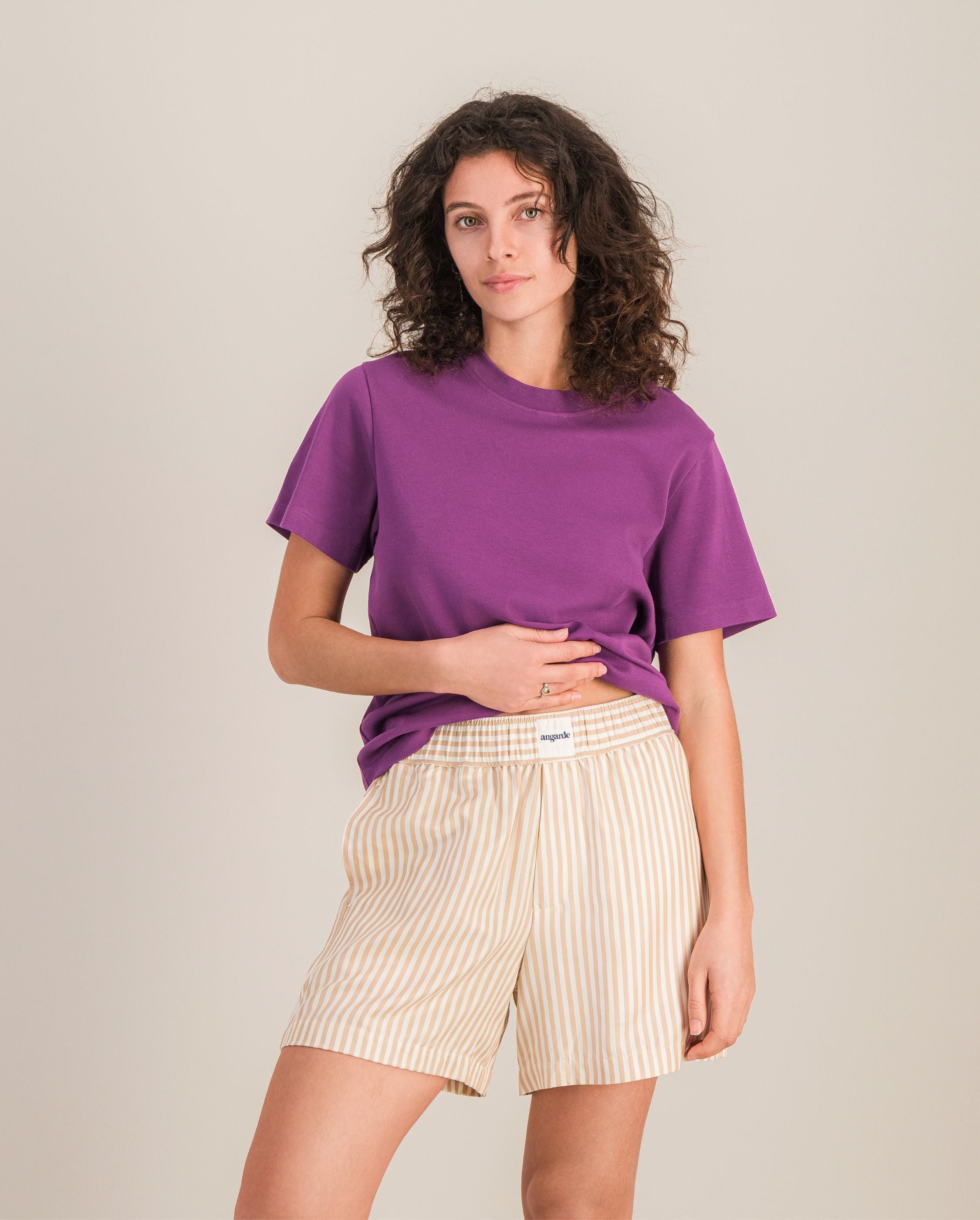 Short women's pajama, latte ANGARDE Brown