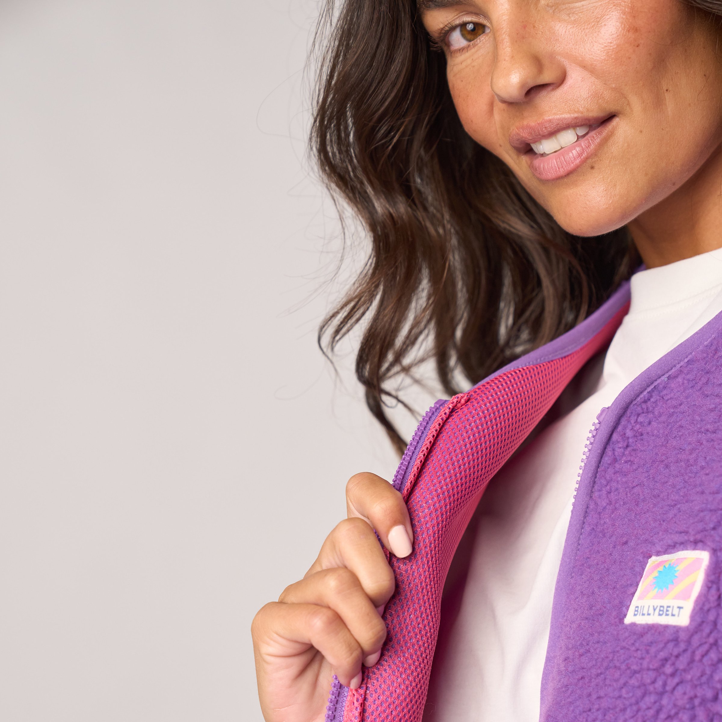 Sleeveless Sherpa Zip-Up Vest BILLYBELT Purple