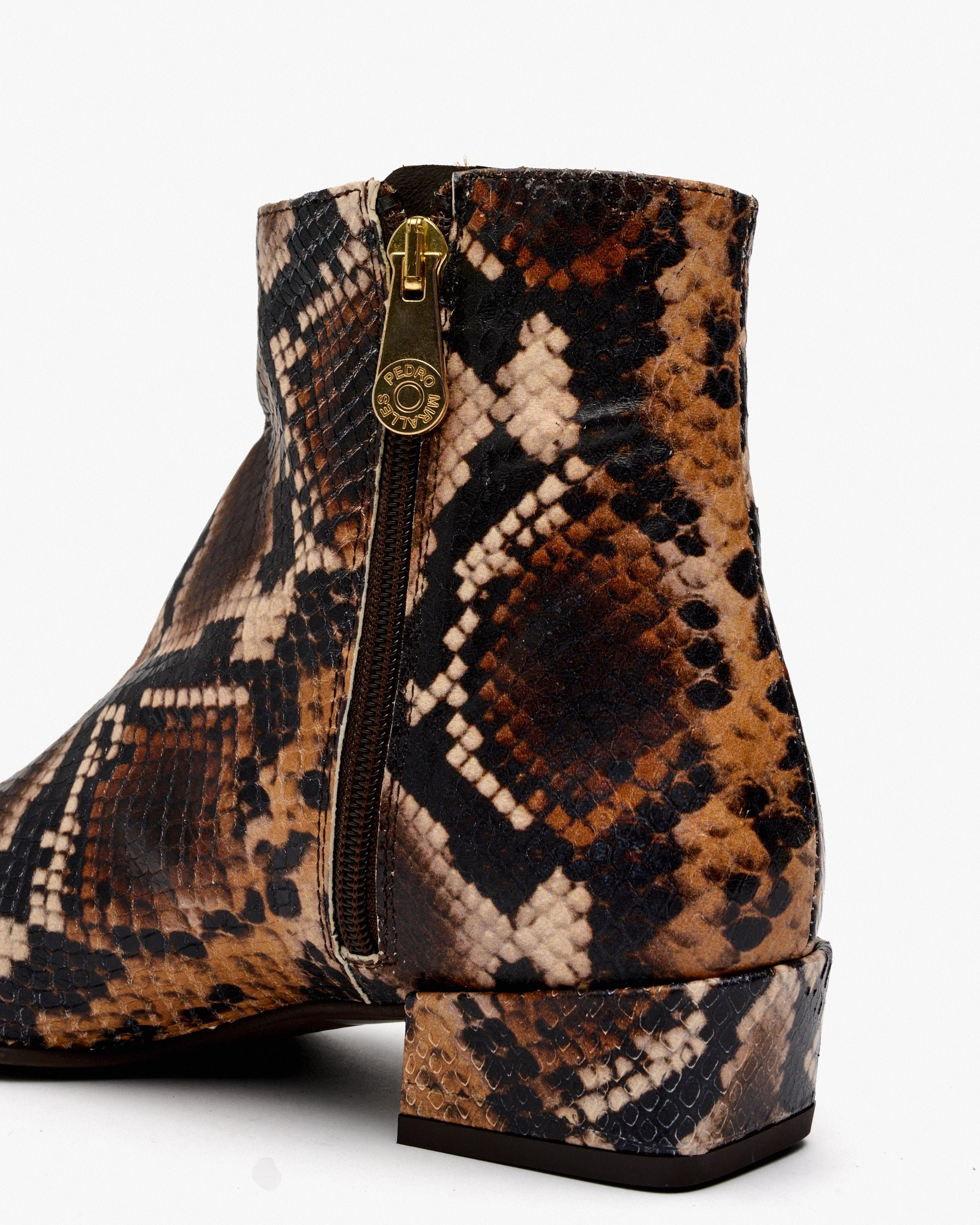 Leather ankle boots with snake print PEDRO MIRALLES Brown