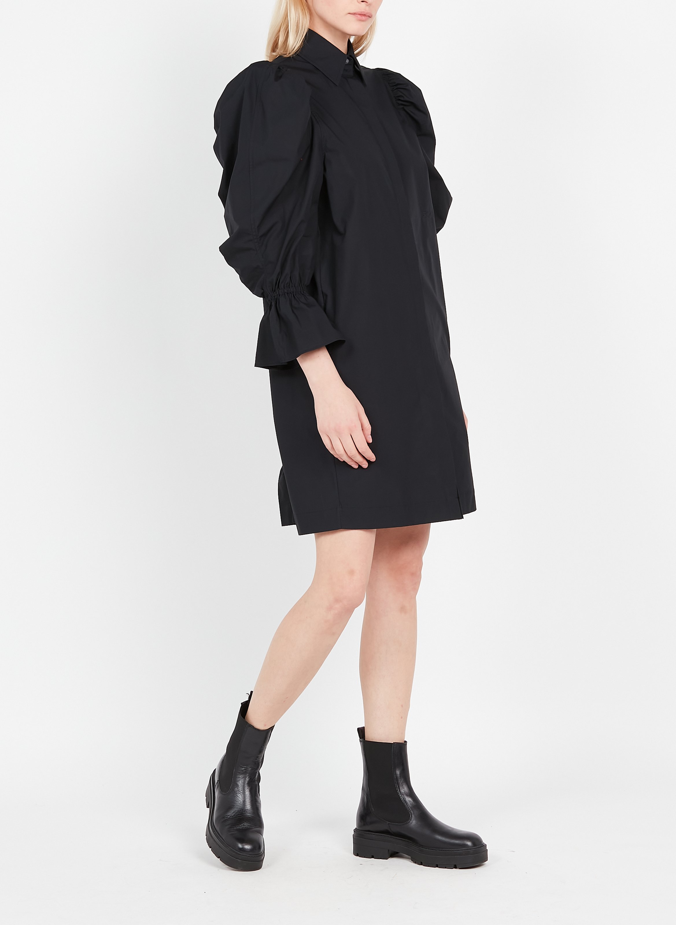 Midi dress with classic collar KARL LAGERFELD Black