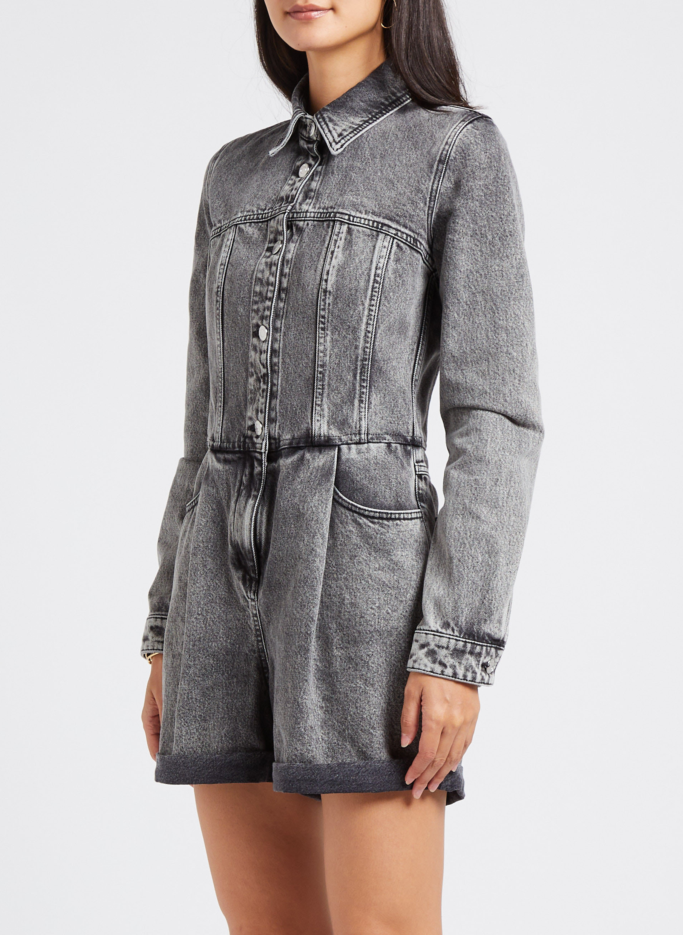 Playsuit van spijkerstof met klassieke kraag IRO Blauw