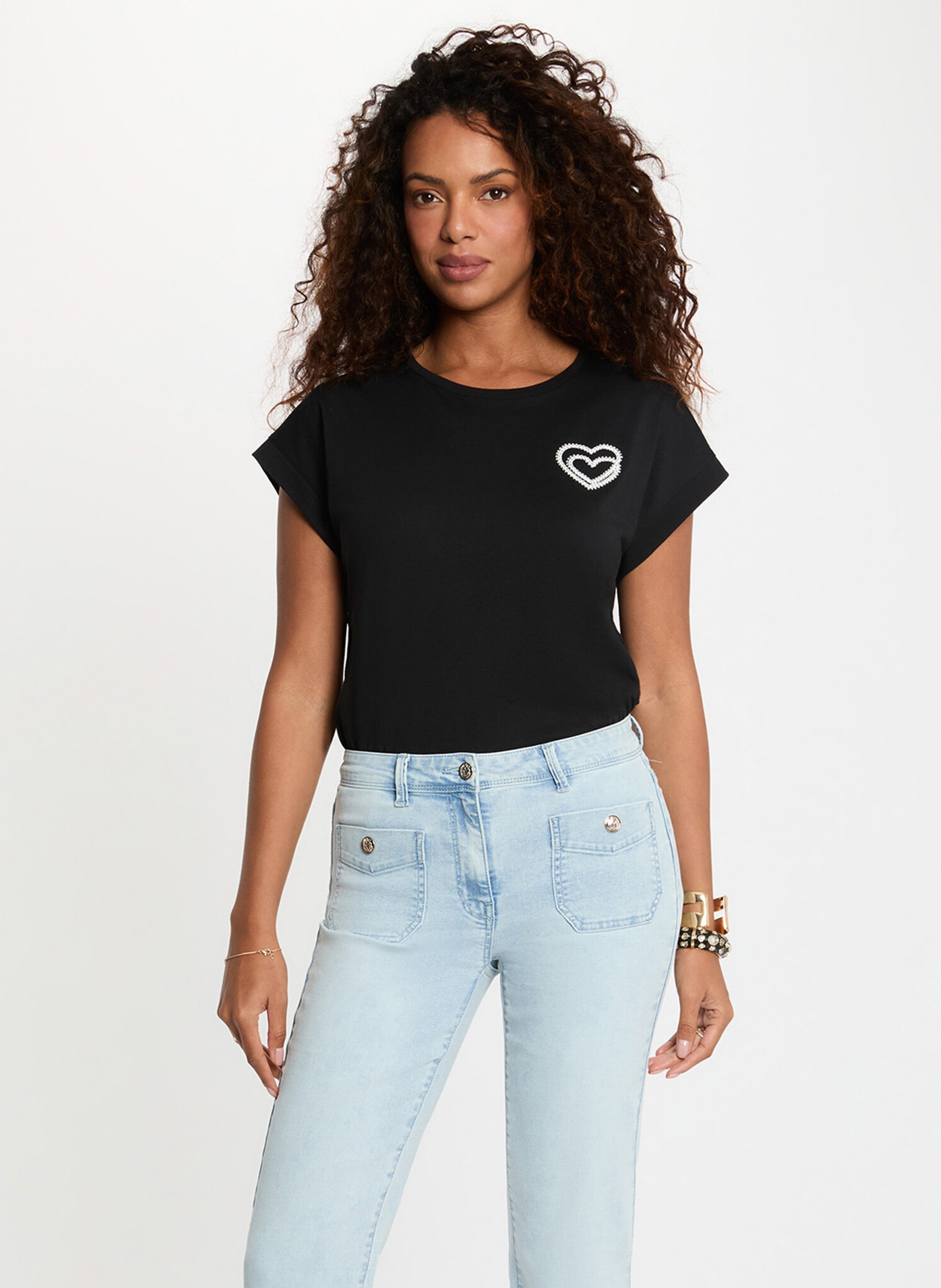 Tee-shirt droit manches courtes en coton MORGAN