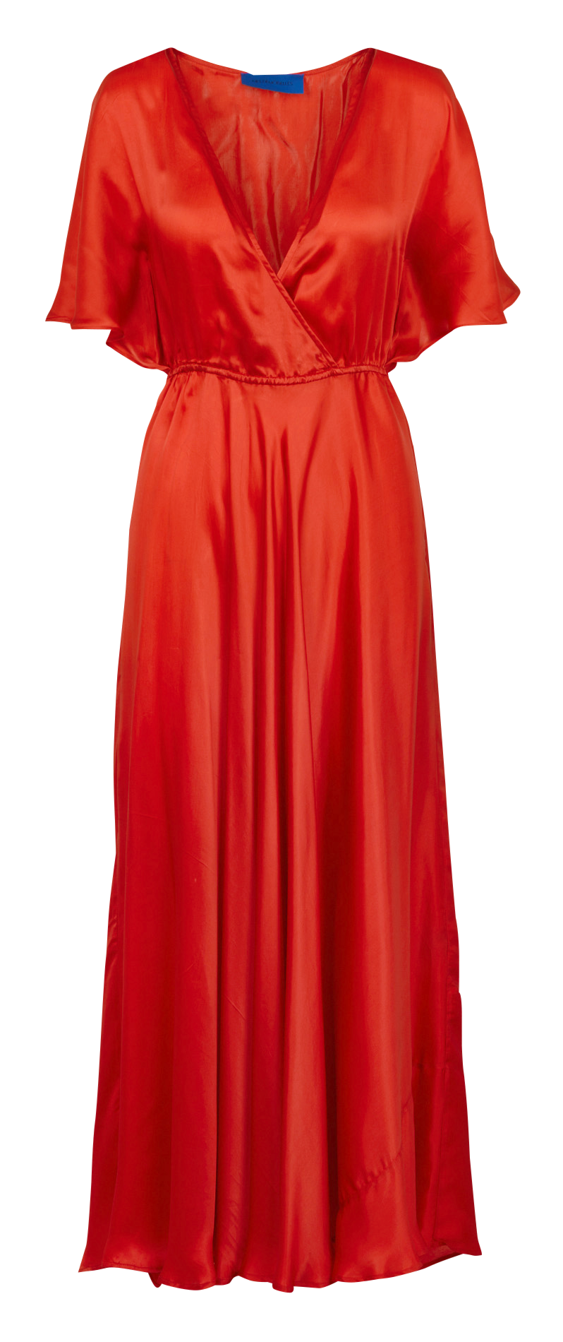 Robe longue satinée col v MES DEMOISELLES Rouge