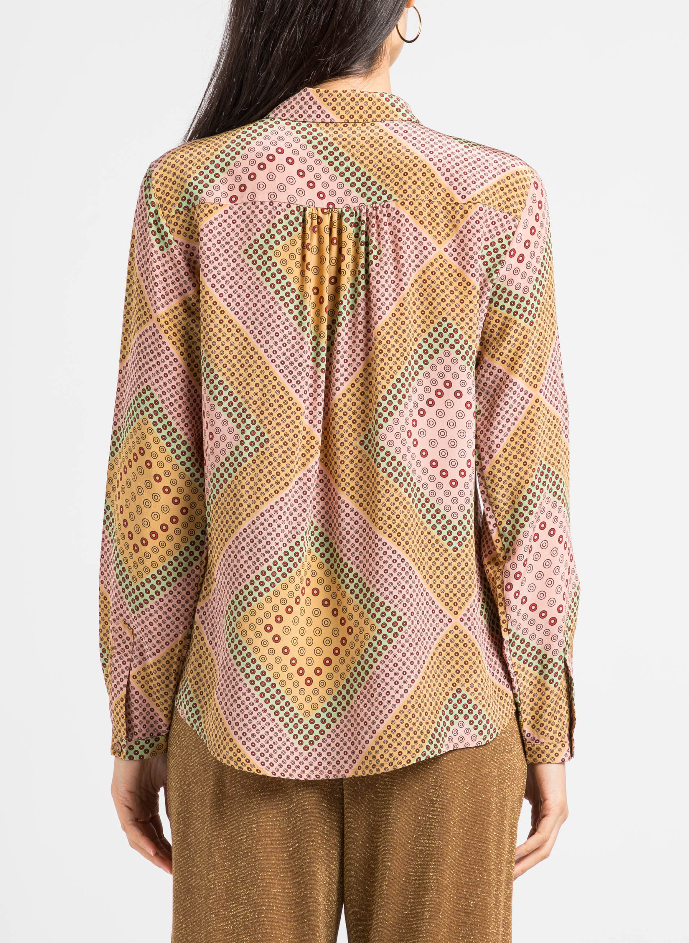 Bedruckte Seidenbluse mit klassischem Kragen MOMONI Beige