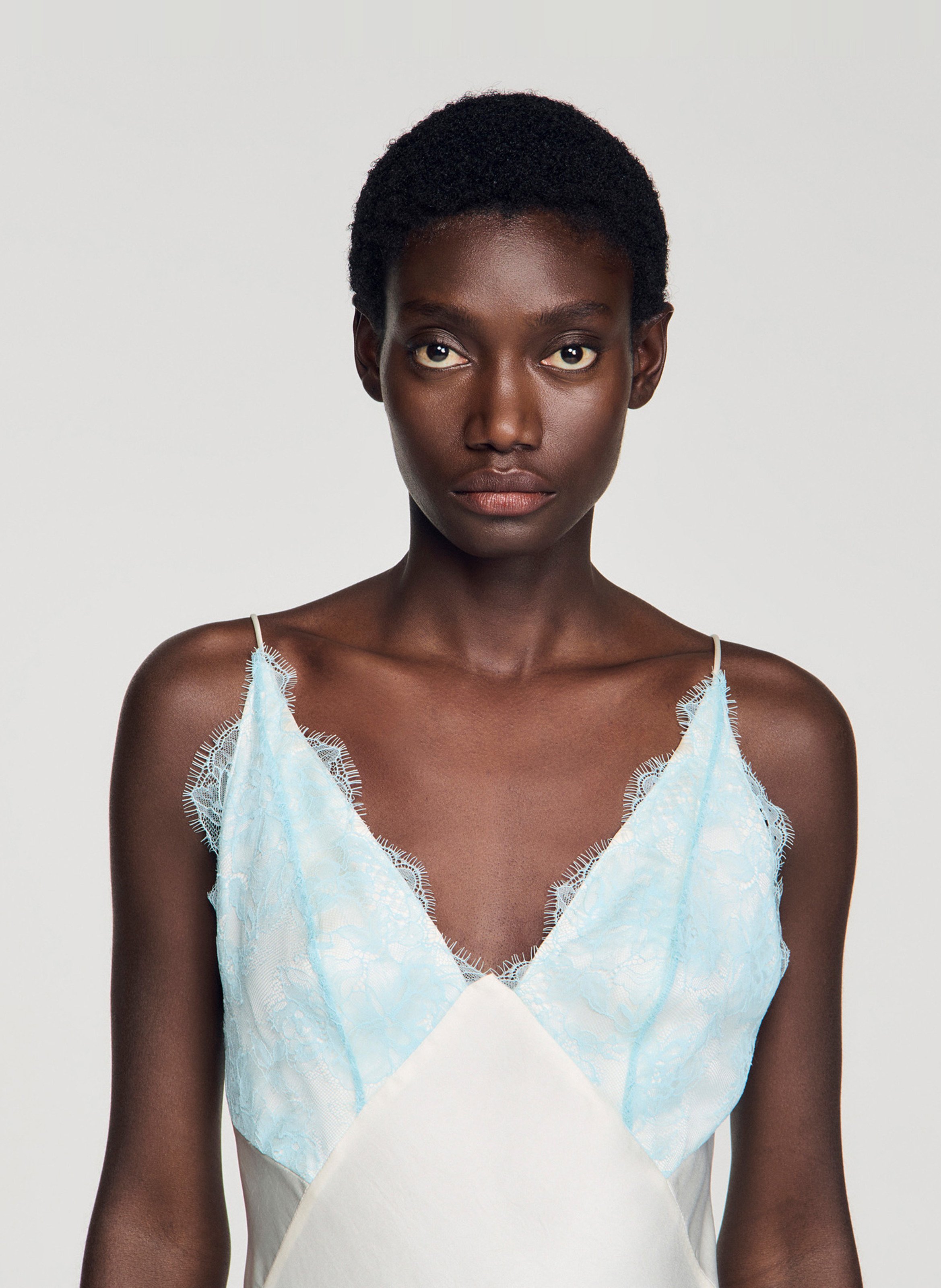 Long V-neck dress SANDRO Beige