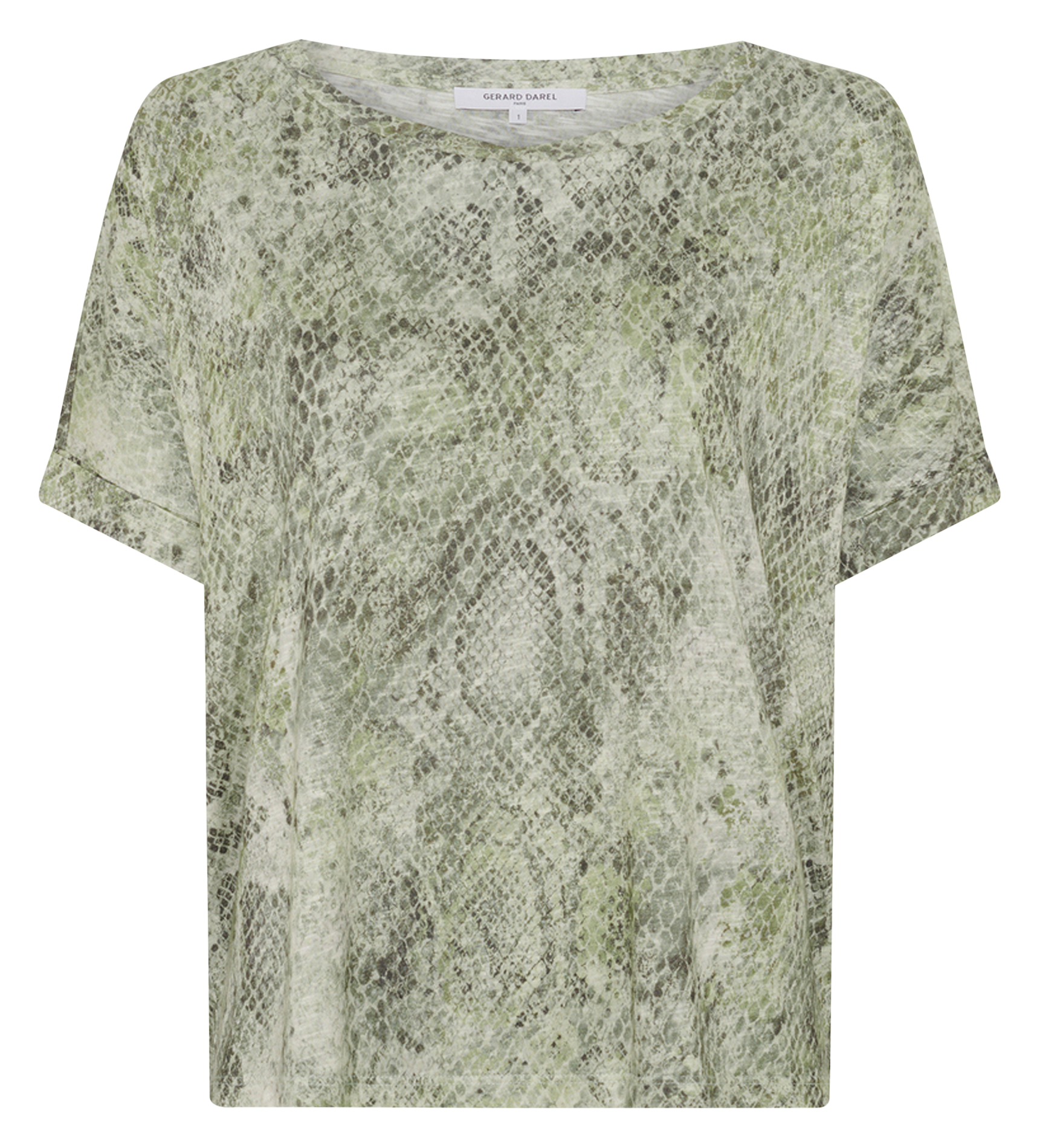 Tee-shirt oversize col rond en coton mélangé  imprimé GERARD DAREL Kaki