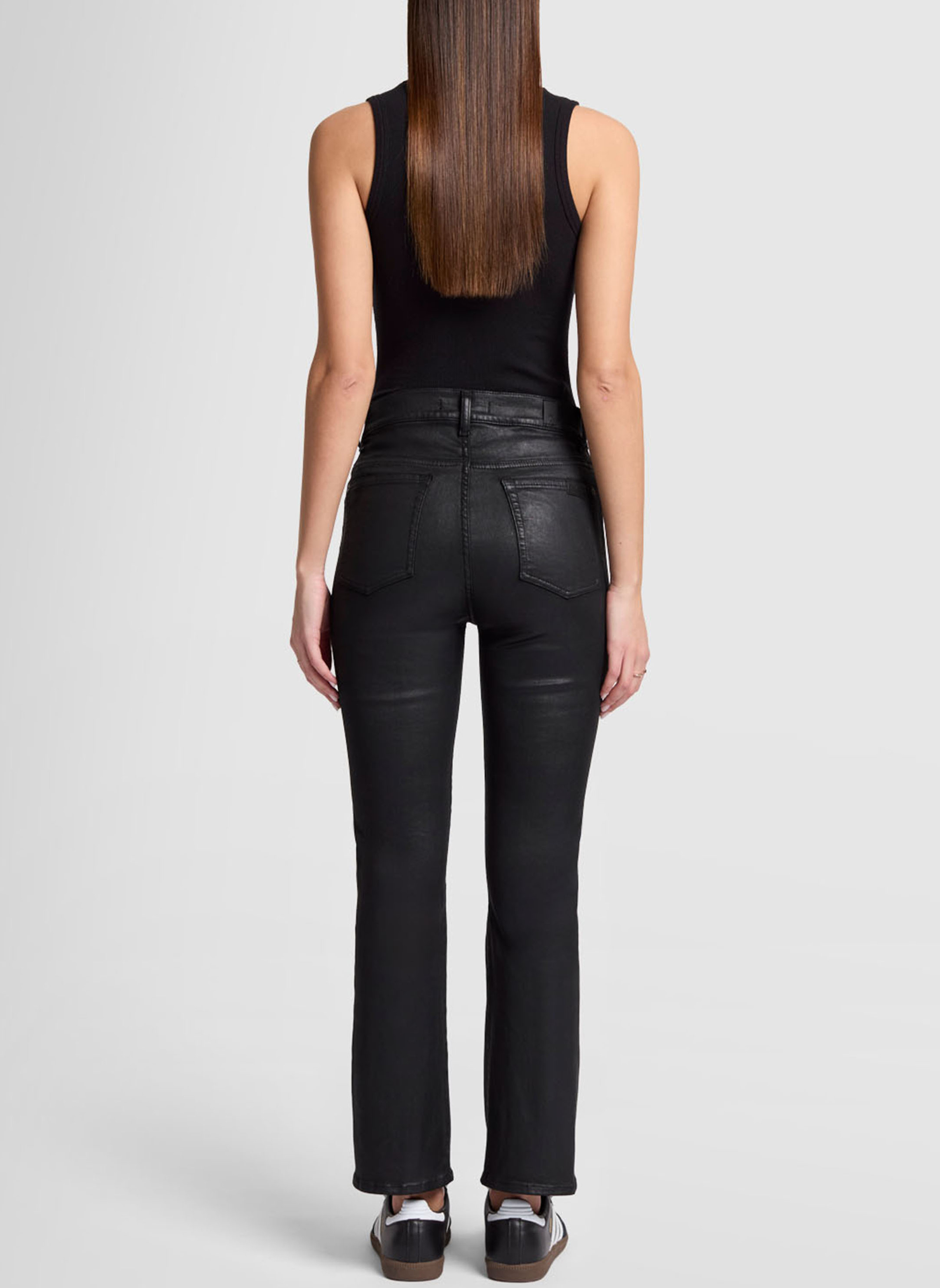 Flared cotton-blend jeans 7 FOR ALL MANKIND Black