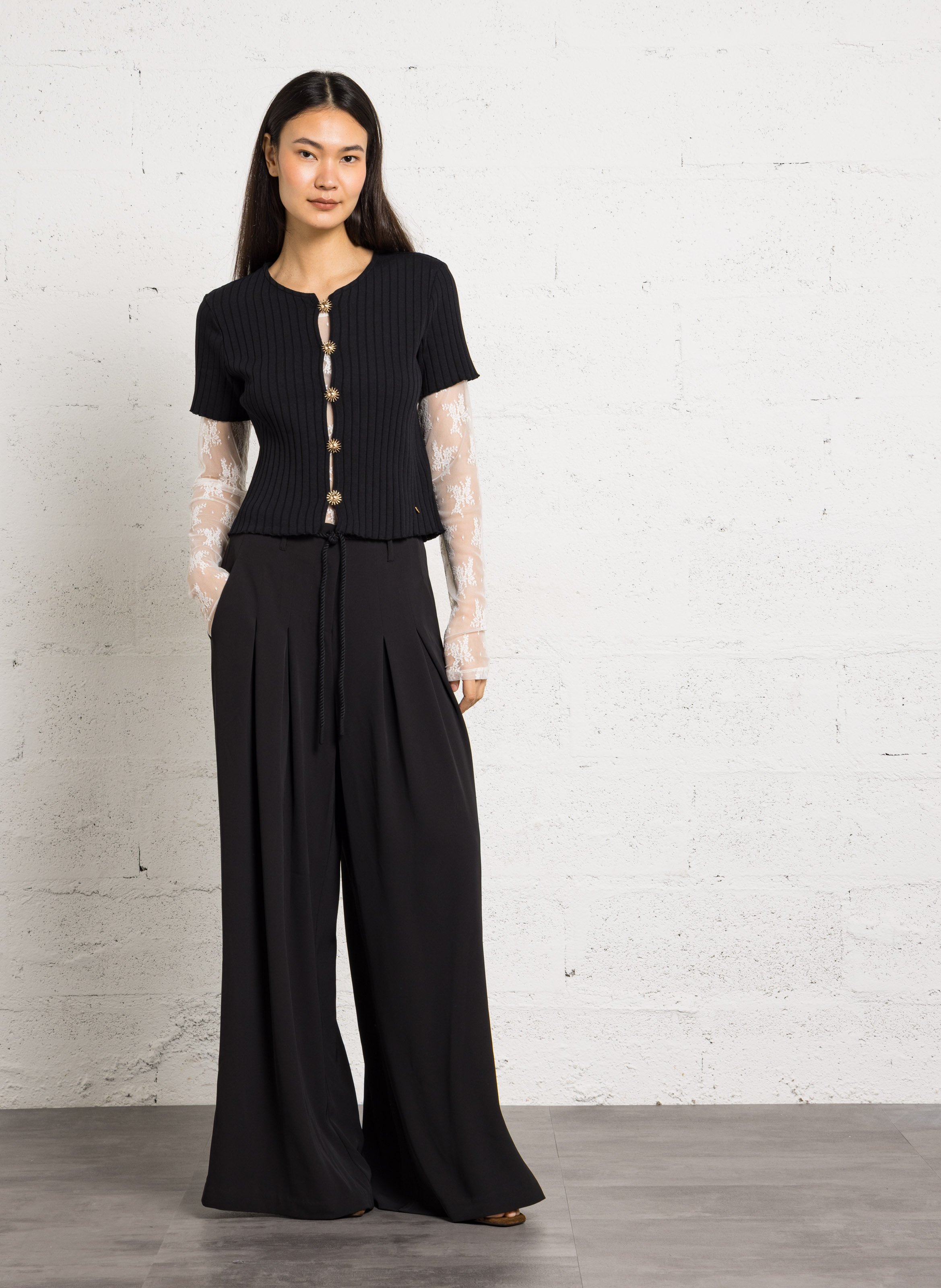 Organic cotton-blend round-neck sweater DES PETITS HAUTS Black