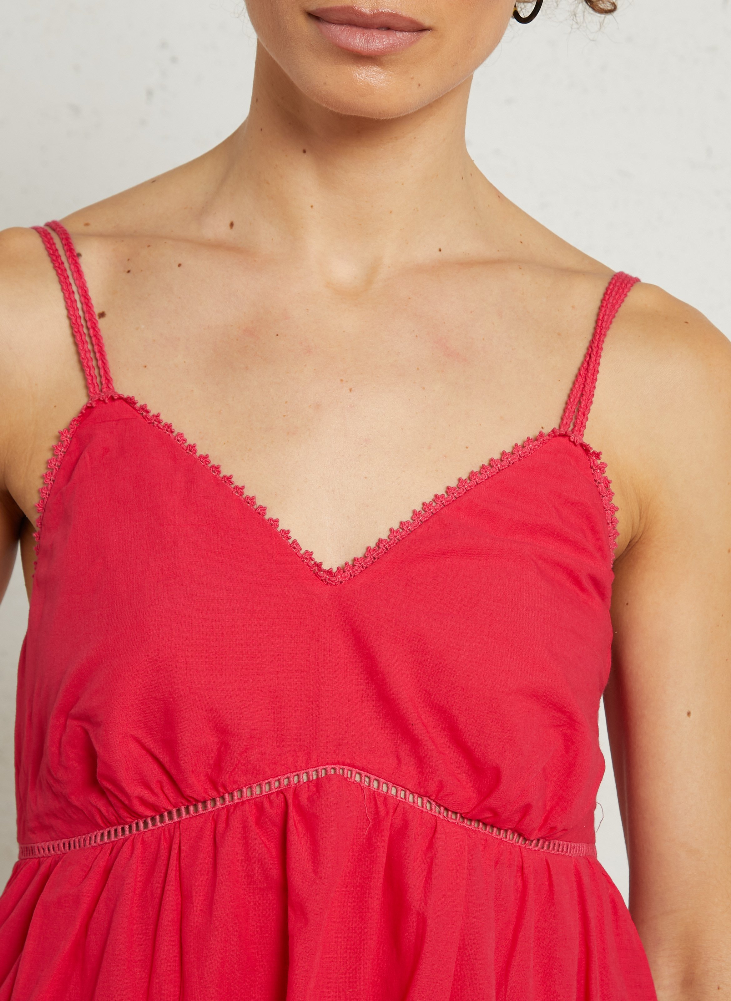 Loose triangle dress with embroideries THE KORNER Purple