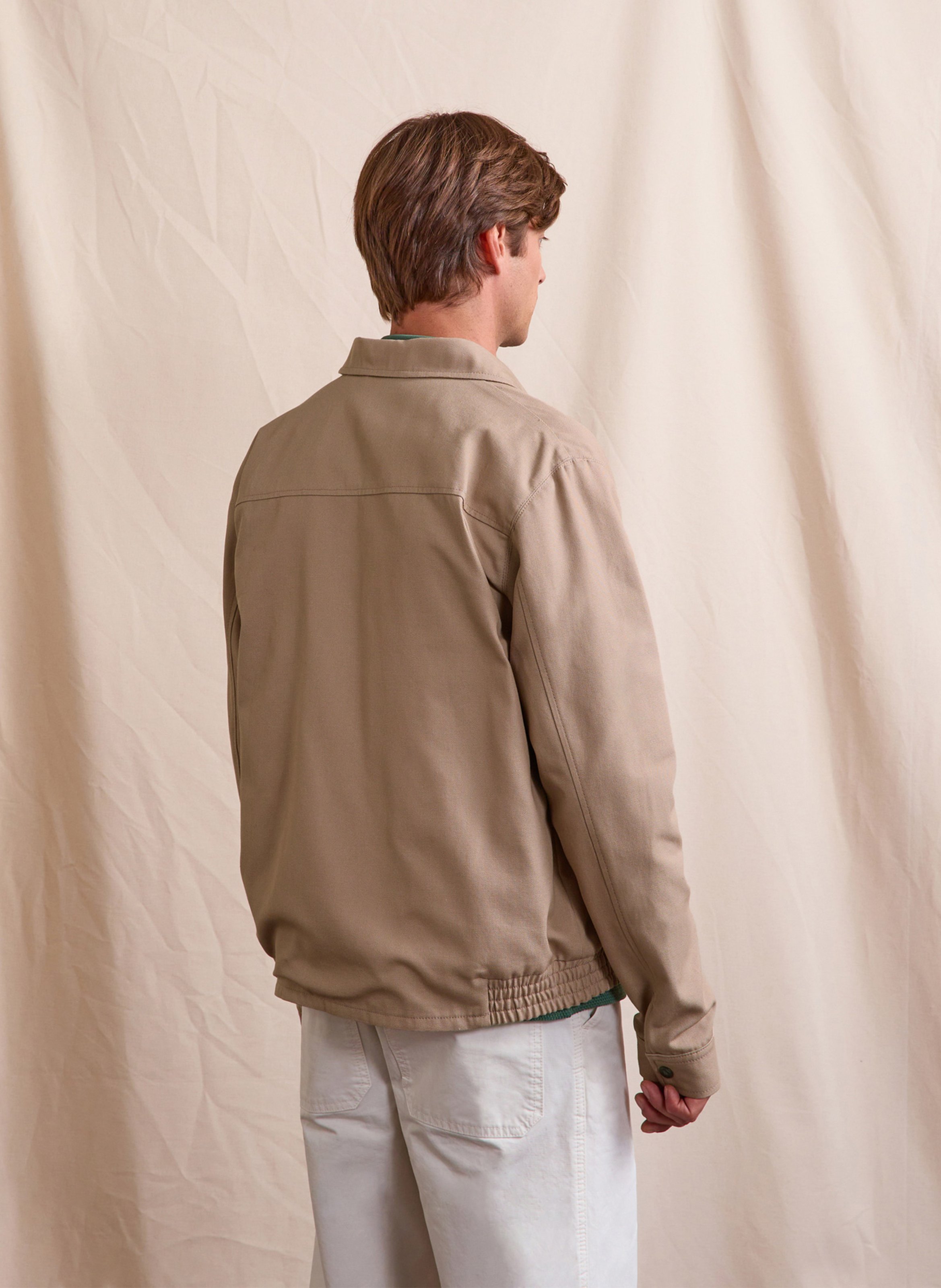 Veste oversize col classique en coton FAGUO Beige