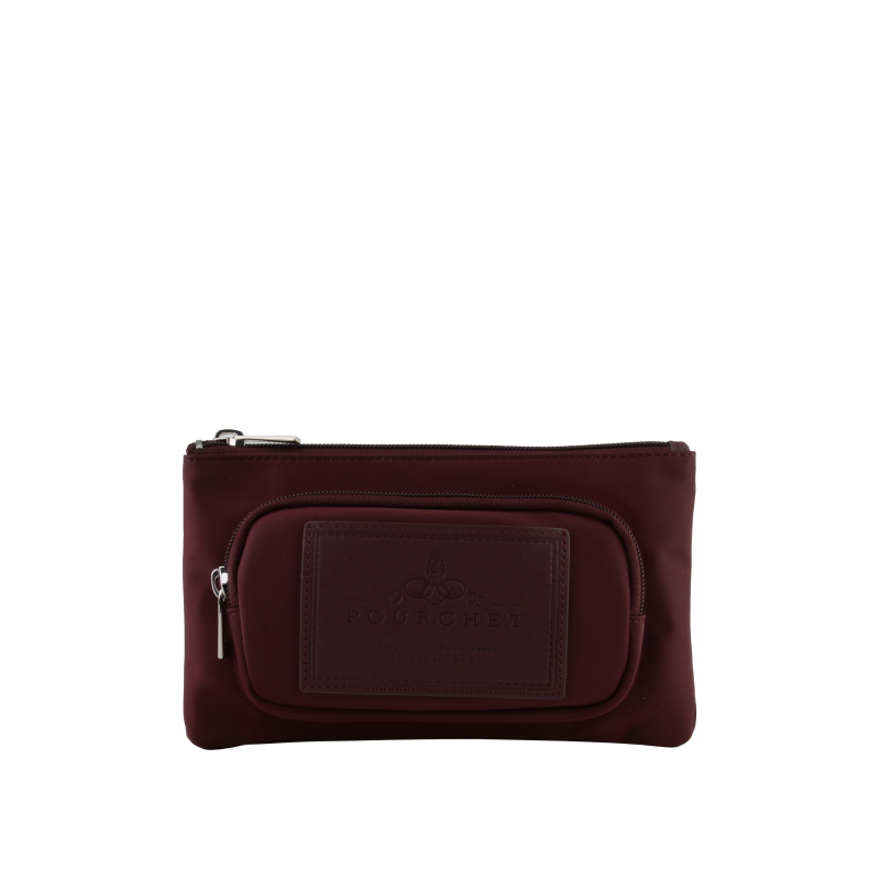 Portefeuille en toile garnie cuir POURCHET Rouge
