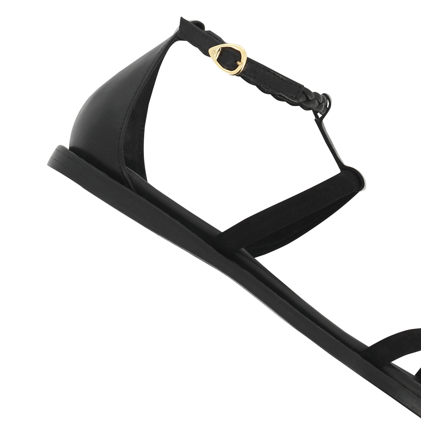 Sandales plates à brides en cuir SOCQUE PARIS Noir