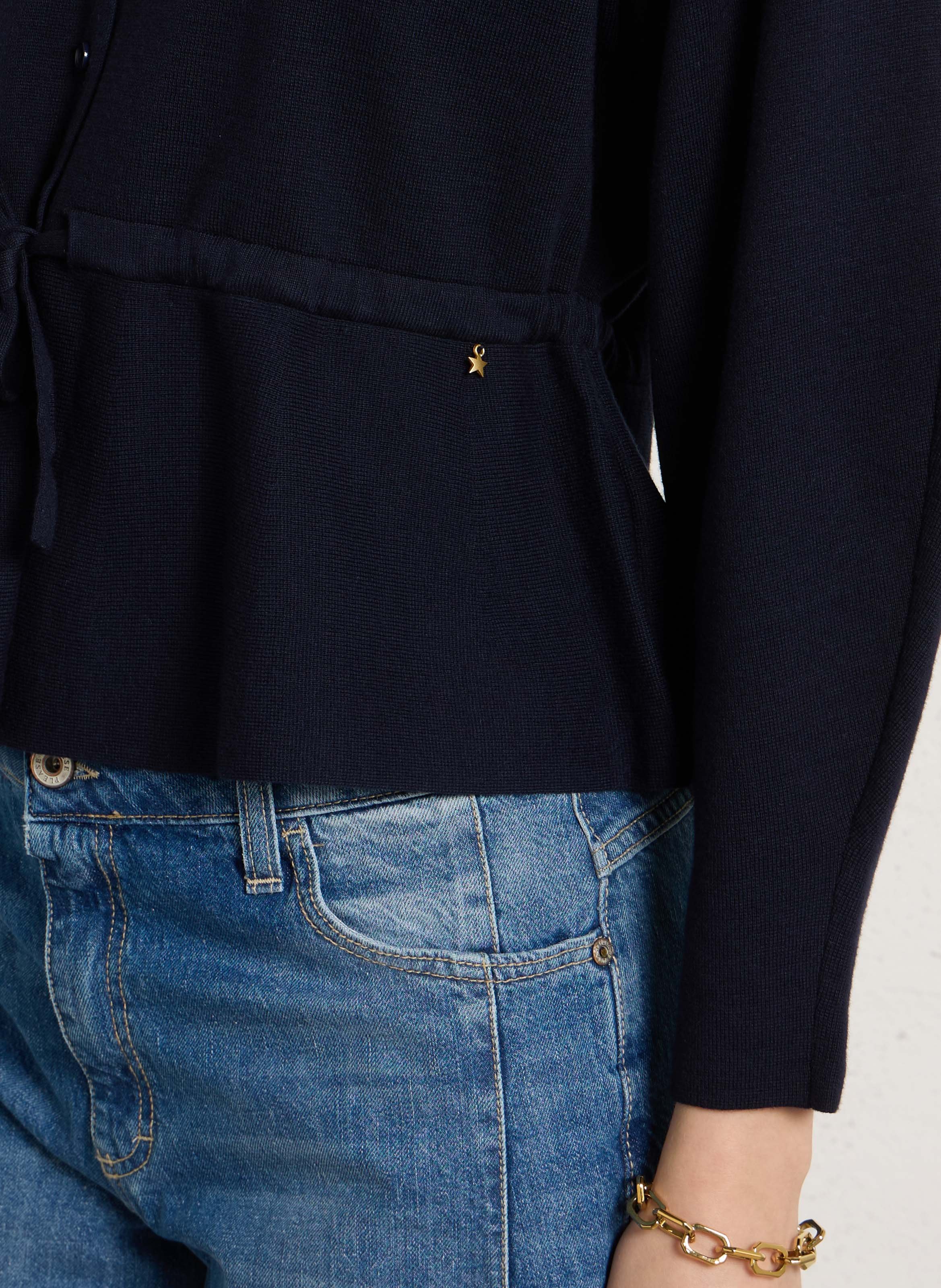 Cardigan en coton mélangé DES PETITS HAUTS Bleu