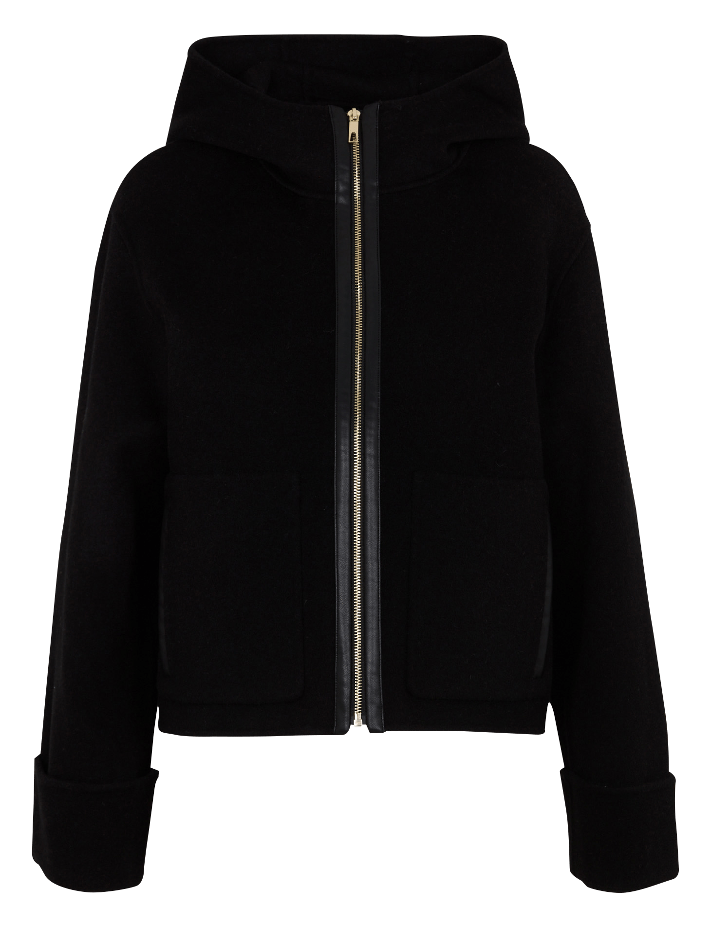 Kurzer Mantel mit weiten Ärmeln aus Wollmischung ZAPA Schwarz