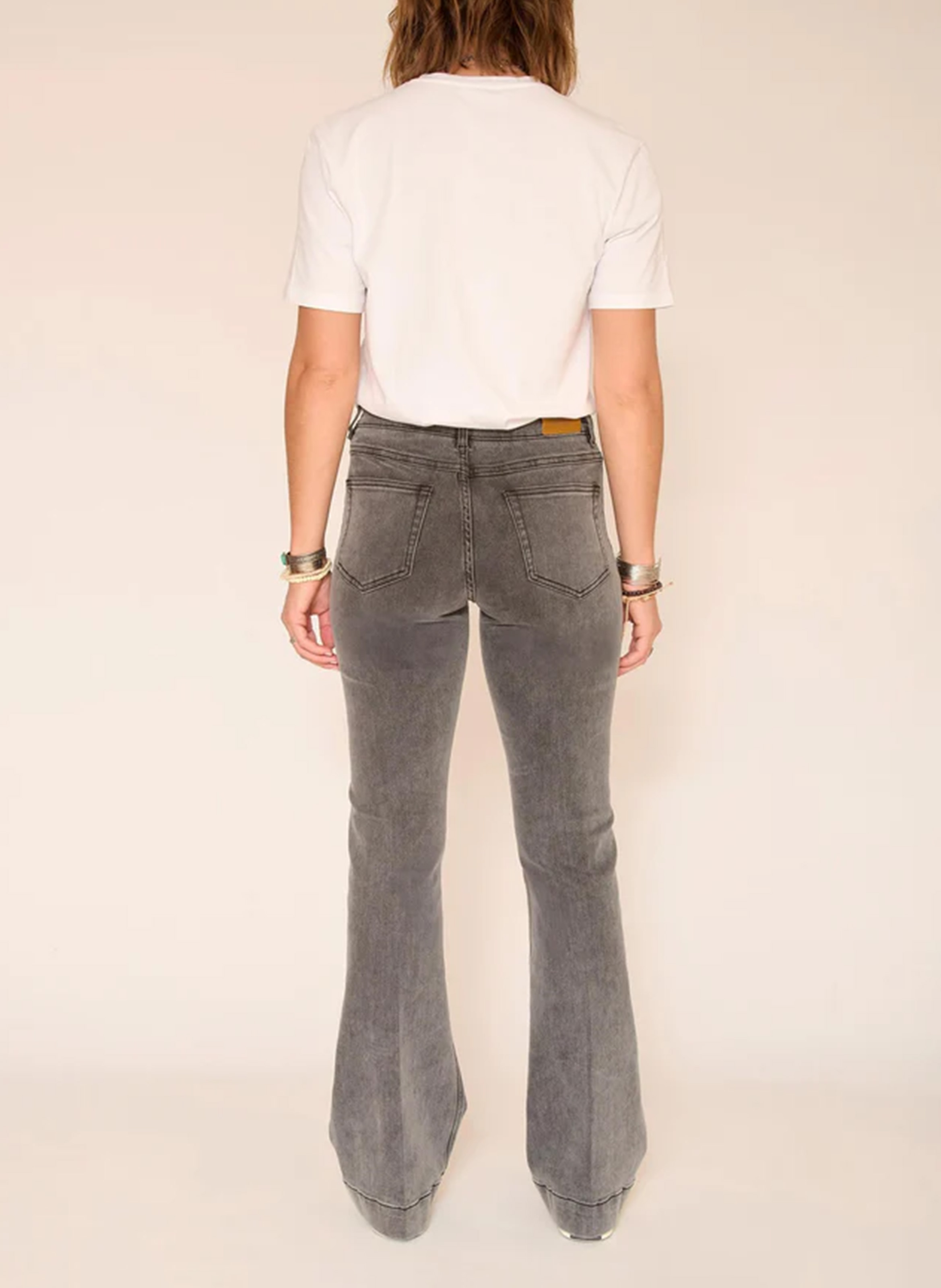 Jean flare en coton mélangé MKT Gris