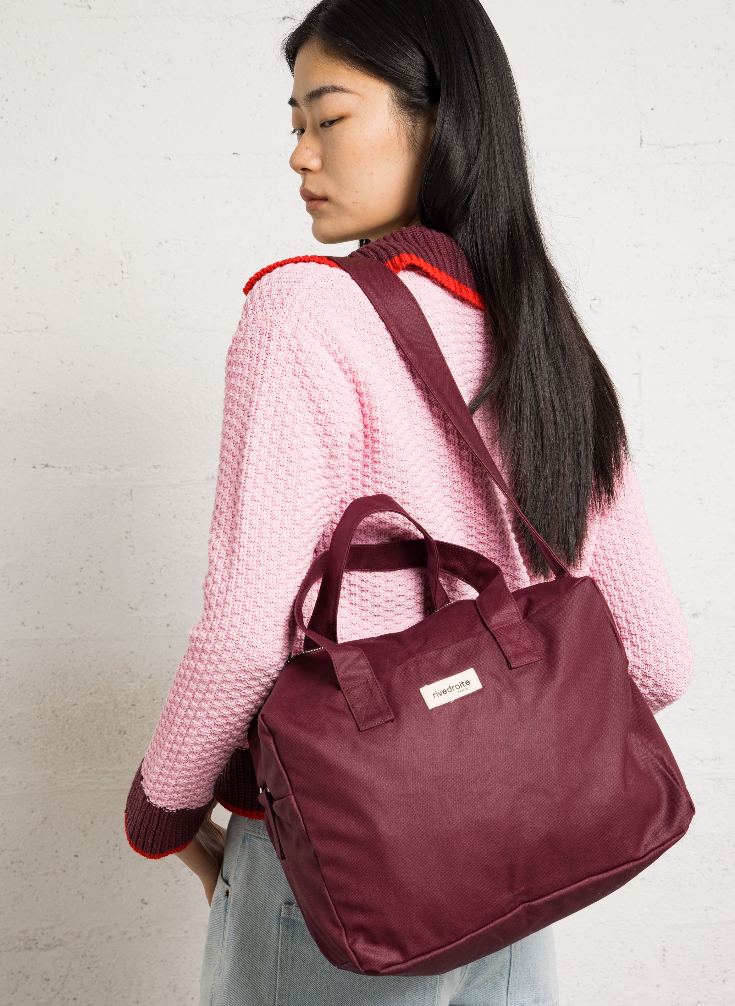 Weekend bag in blended cotton RIVEDROITE PARIS Plums