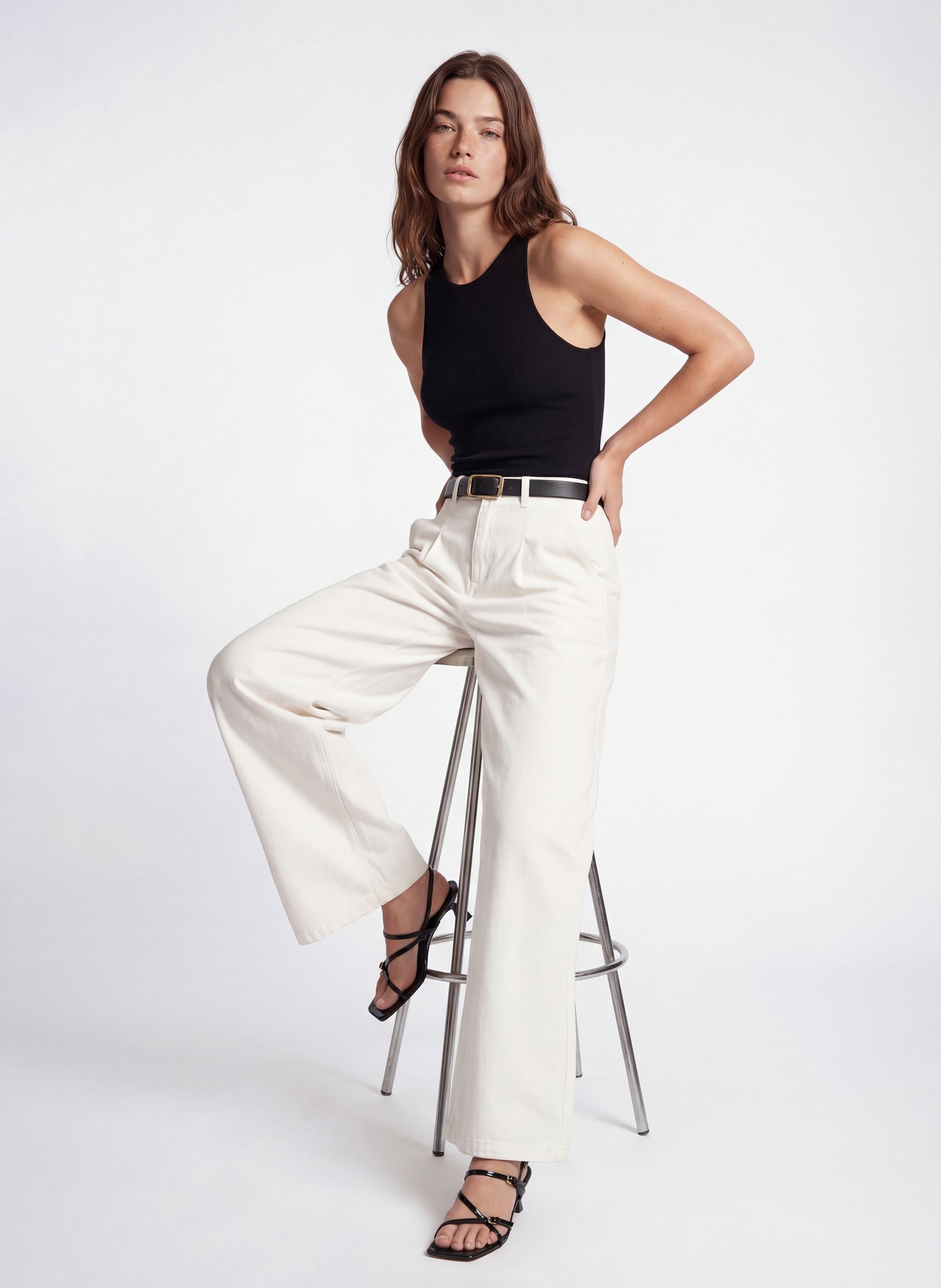 Fitted tank top in blended cotton KOOKAI Black