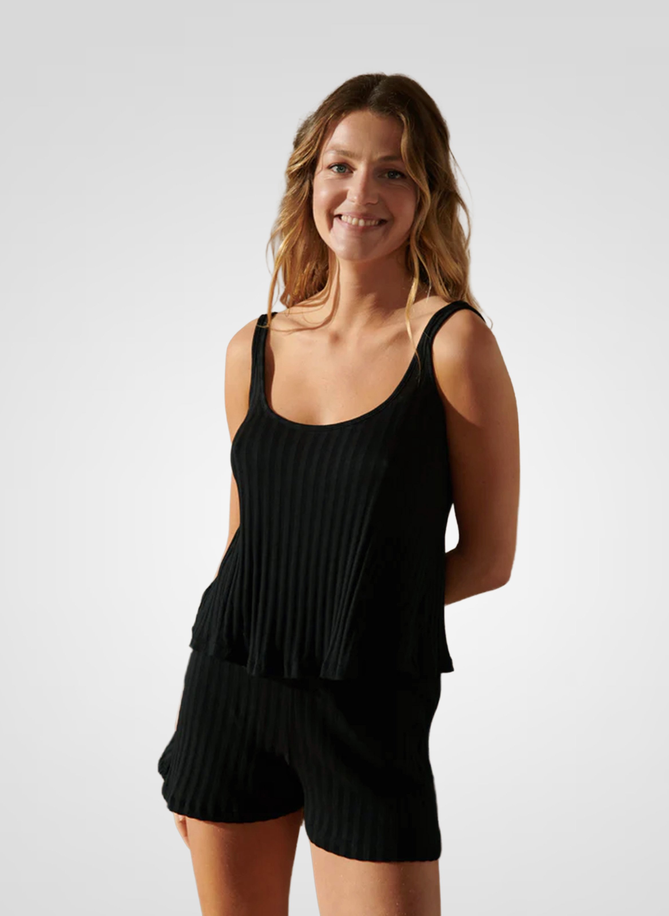 Bio-Baumwollripp-Pyjama WE ARE JOLIES Schwarz