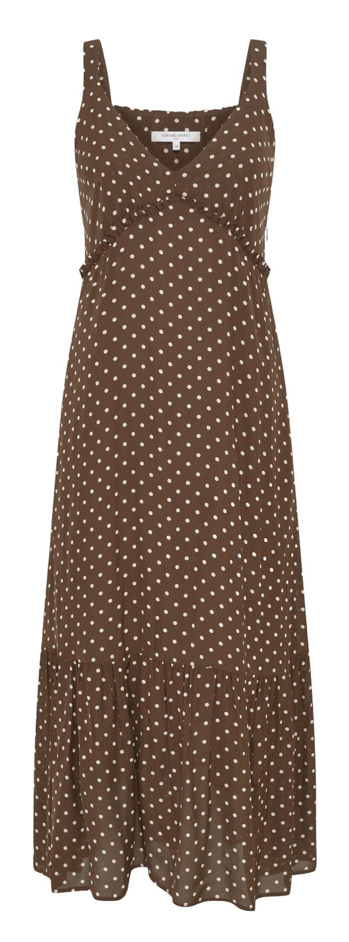 Robe longue col V imprimée GERARD DAREL Marron