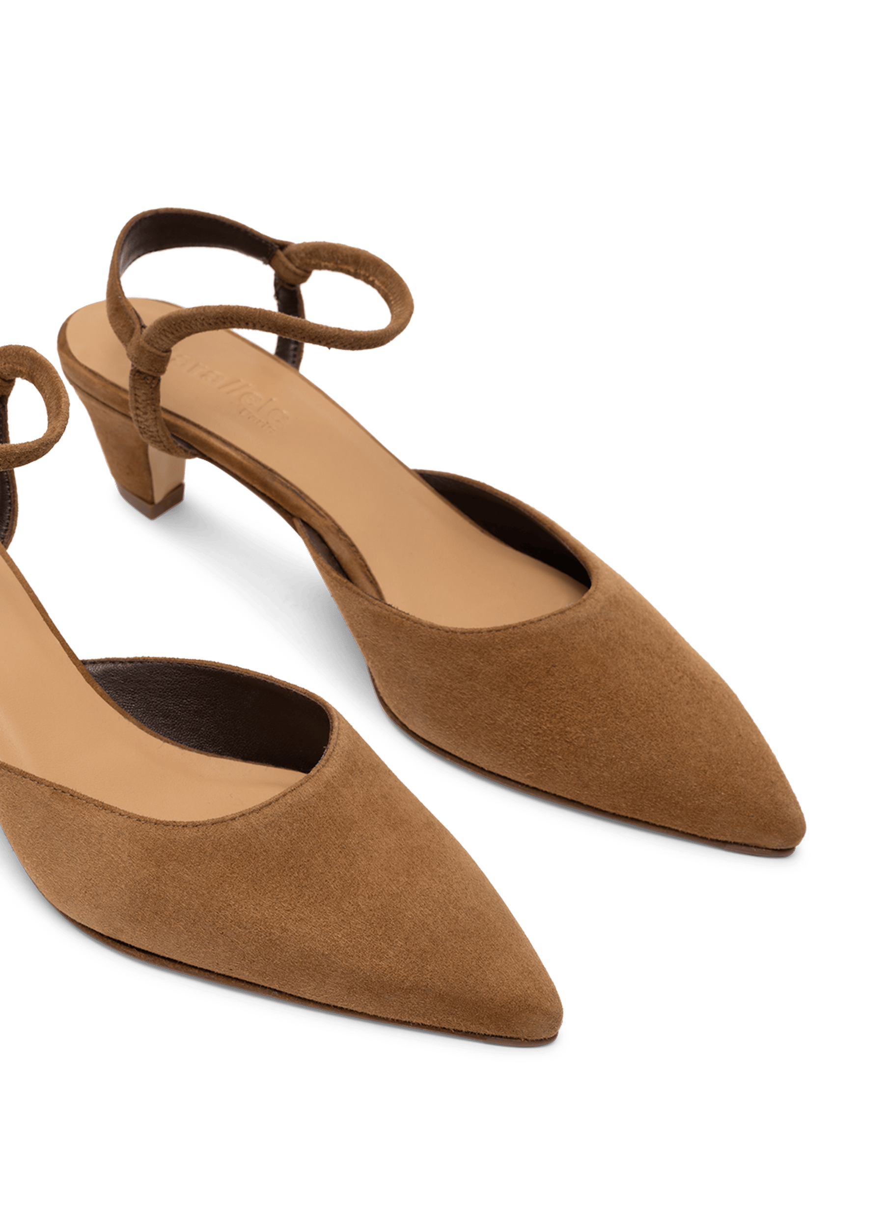 Slingback  en cuir velours datte PARALLELE PARIS Marron