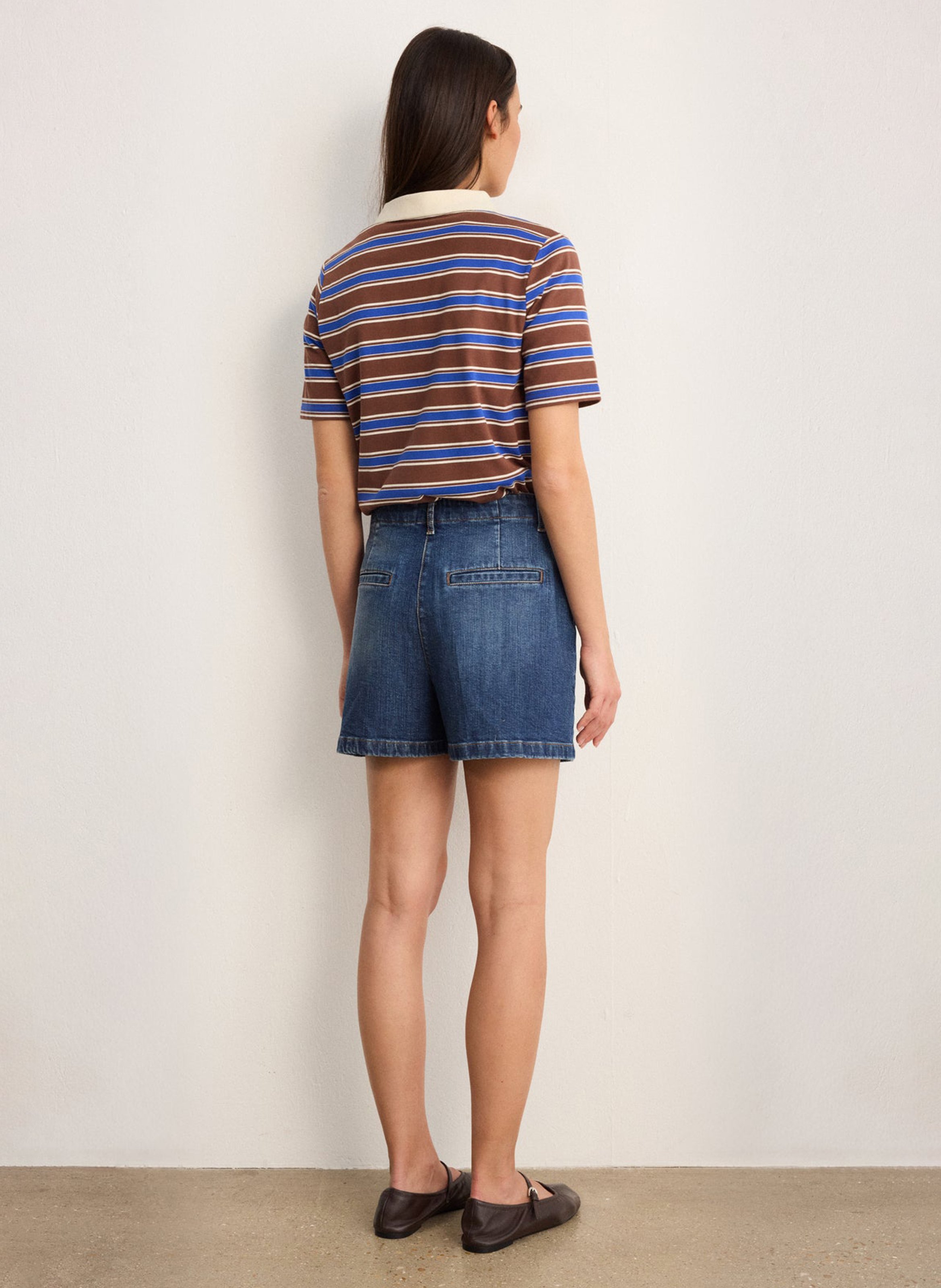A-line denim skirt with pleats PABLO Blue