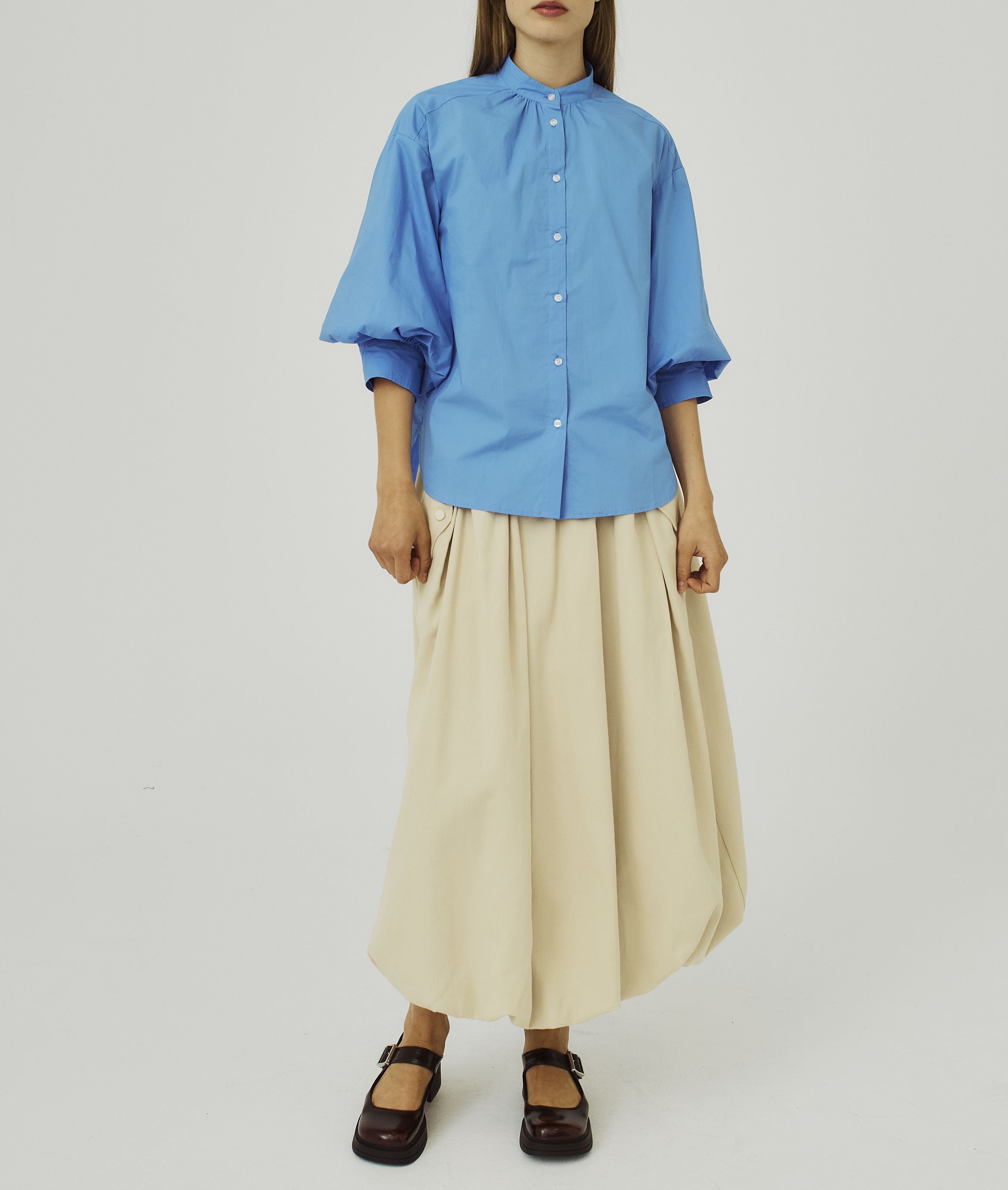 Cotton balloon sleeve blouse NORR Blue