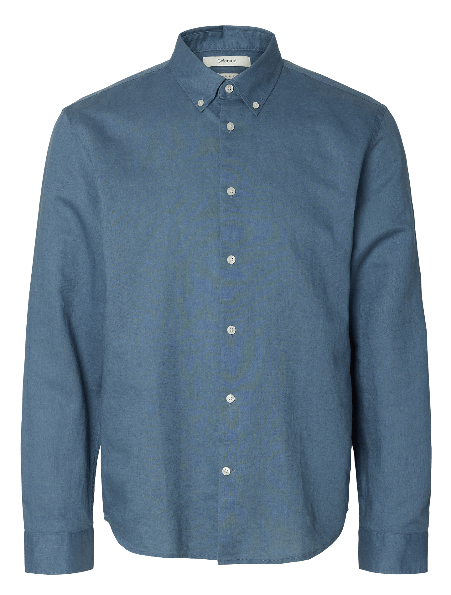 Bluse aus Leinen-Mix mit klassischem Kragen SELECTED Blau