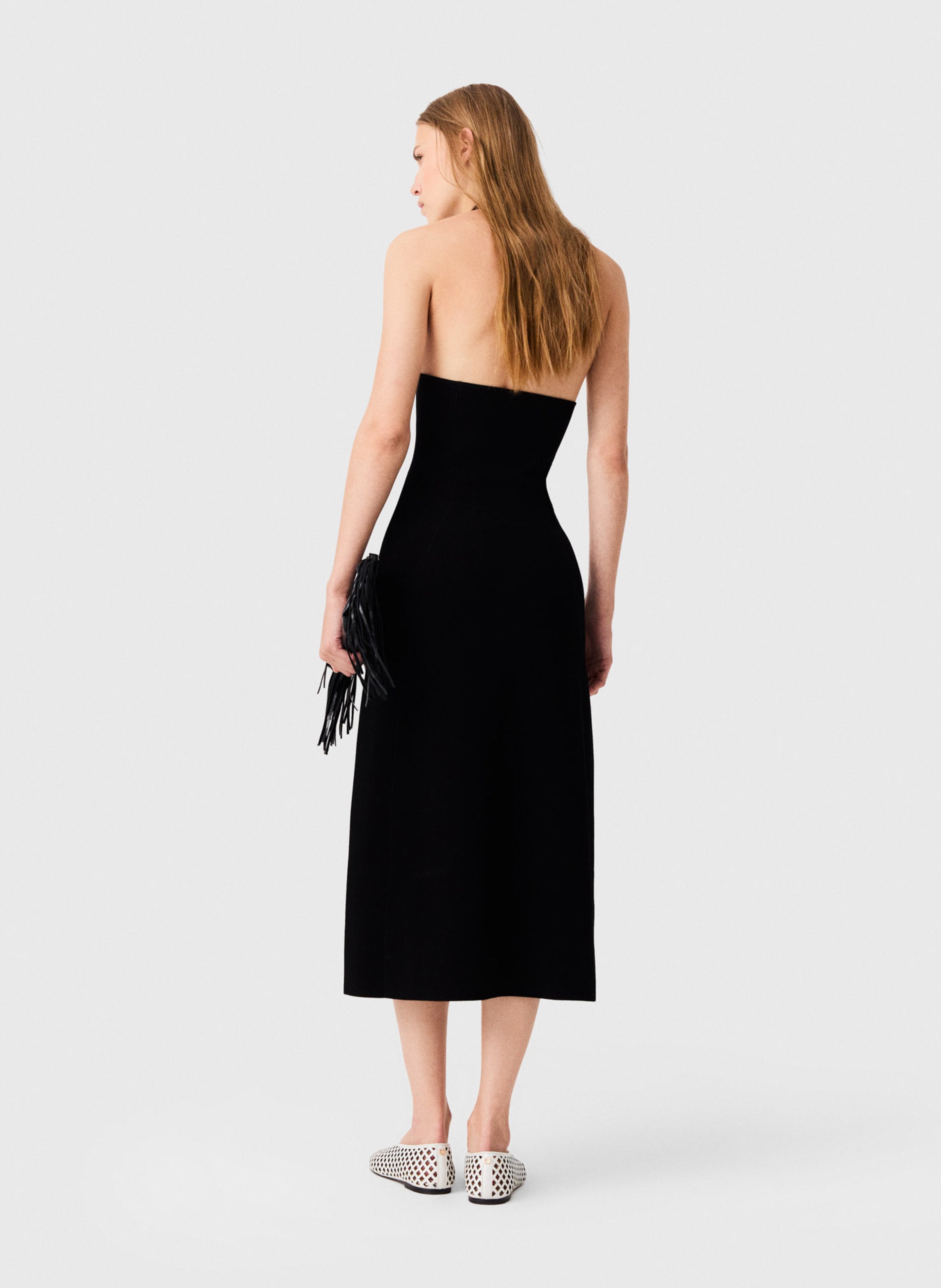 Solid midi dress with flower buttons MAJE Black