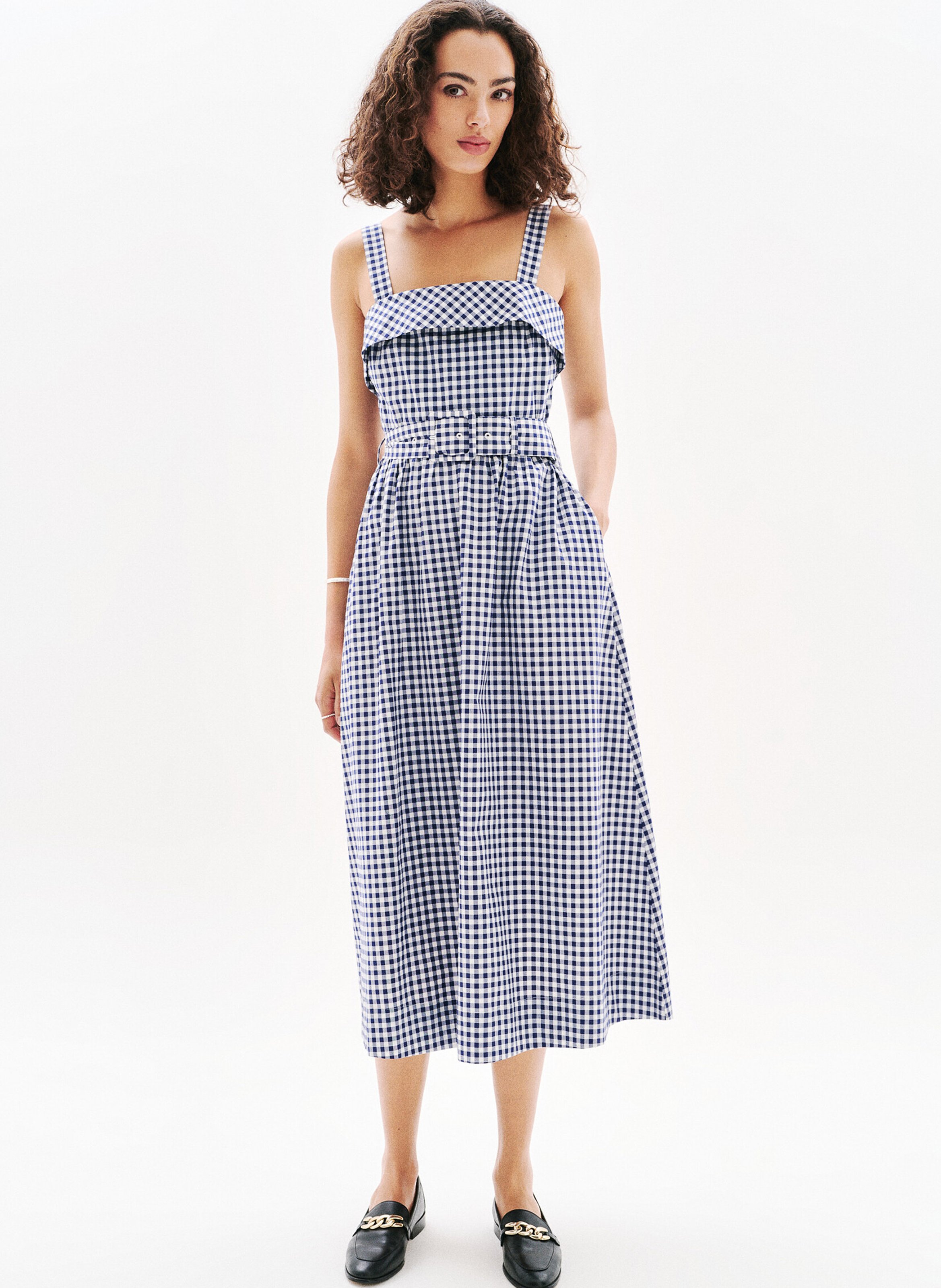 Kariertes Midikleid CAROLL Blau