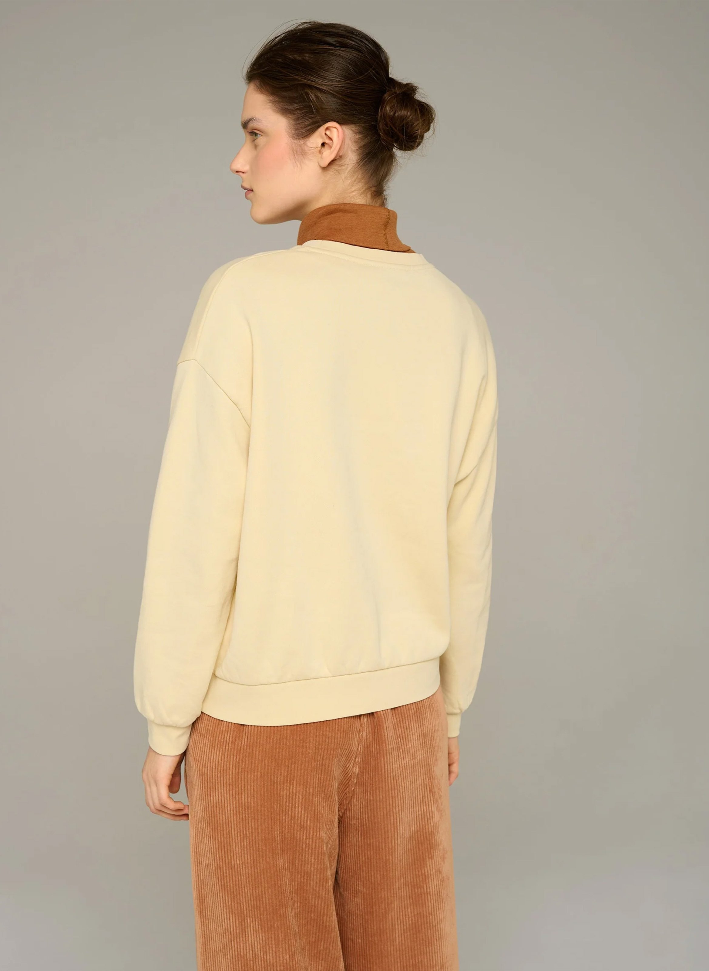 Sweat droit col rond sérigraphié en coton bio COTELAC ACOTE Multicolore