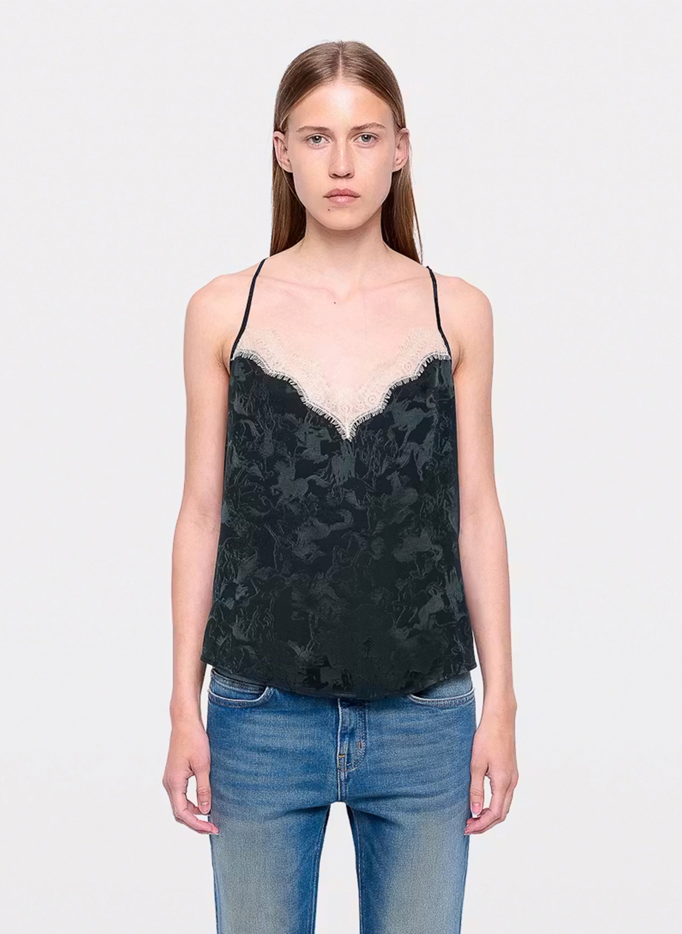 Straight silk printed camisole ZADIG&VOLTAIRE Green