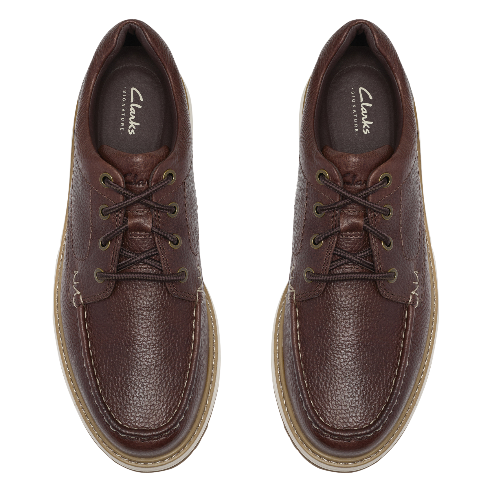 Baskets basses à lacets en cuir CLARKS Marron