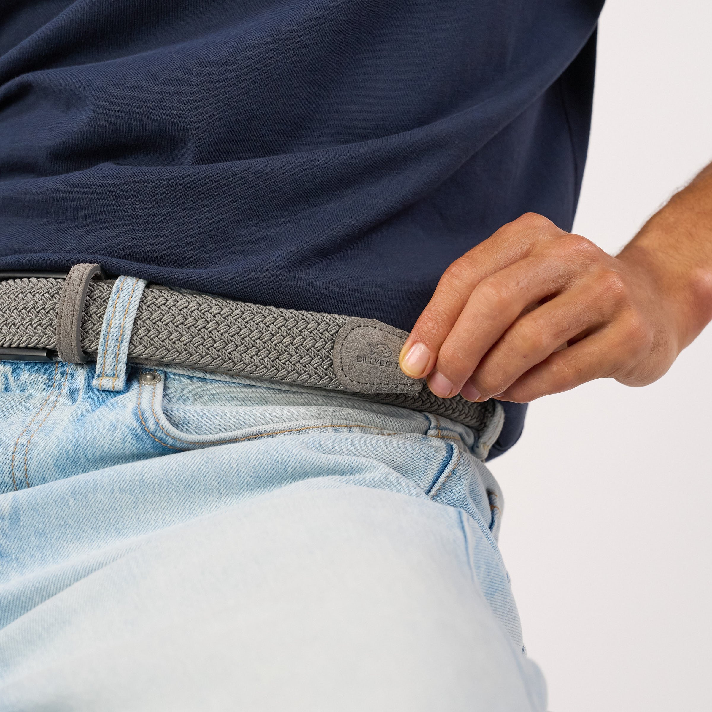 Braided plain suede belt BILLYBELT Grey
