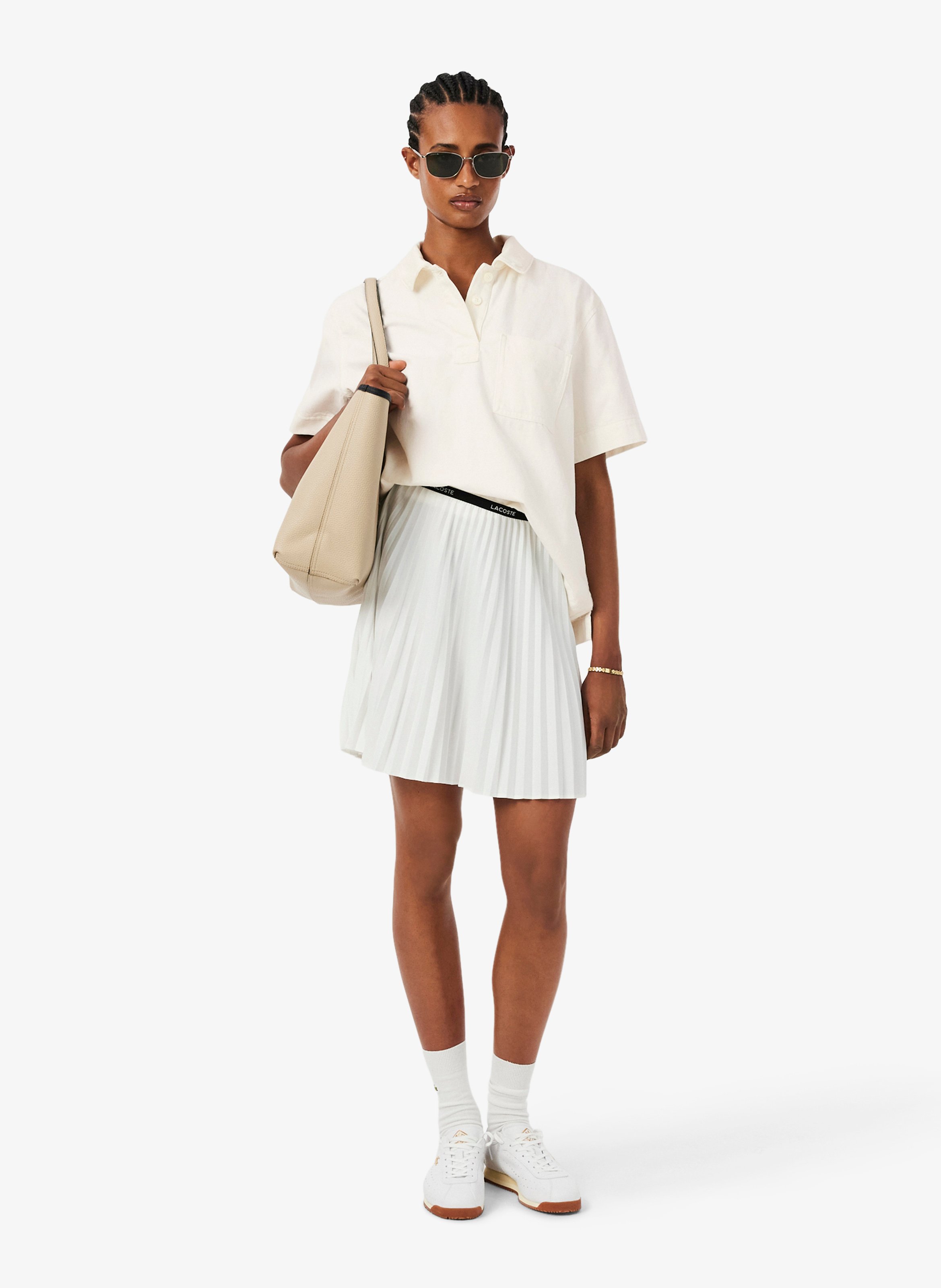 Weites Baumwollkleid LACOSTE Weiss