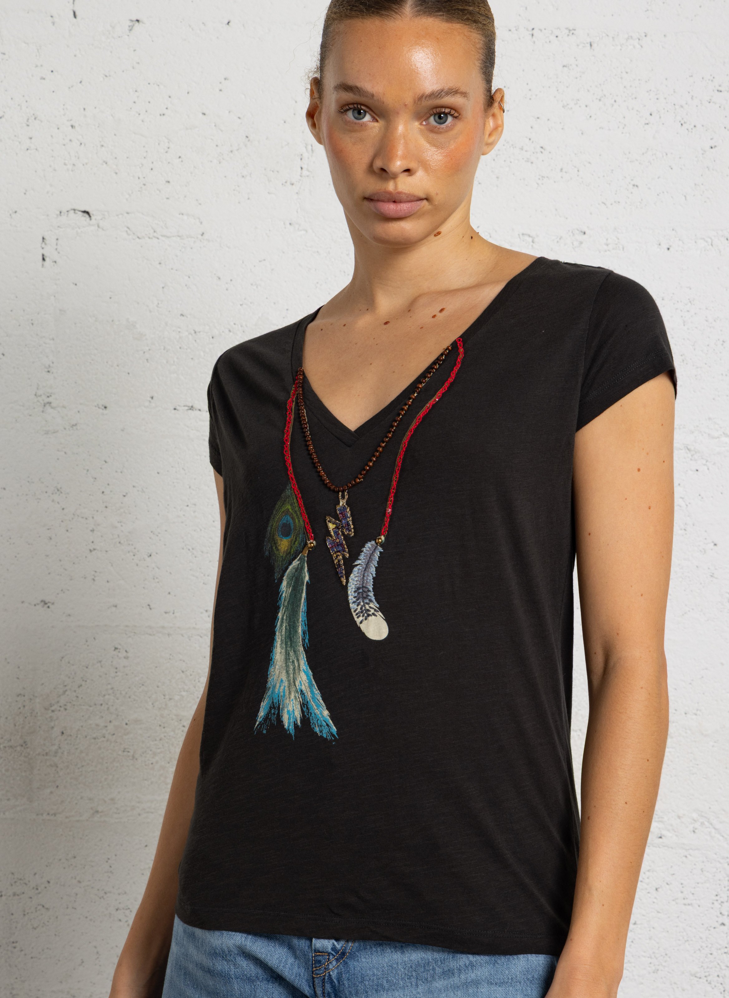 Embroidered organic cotton T-shirt LEON & HARPER