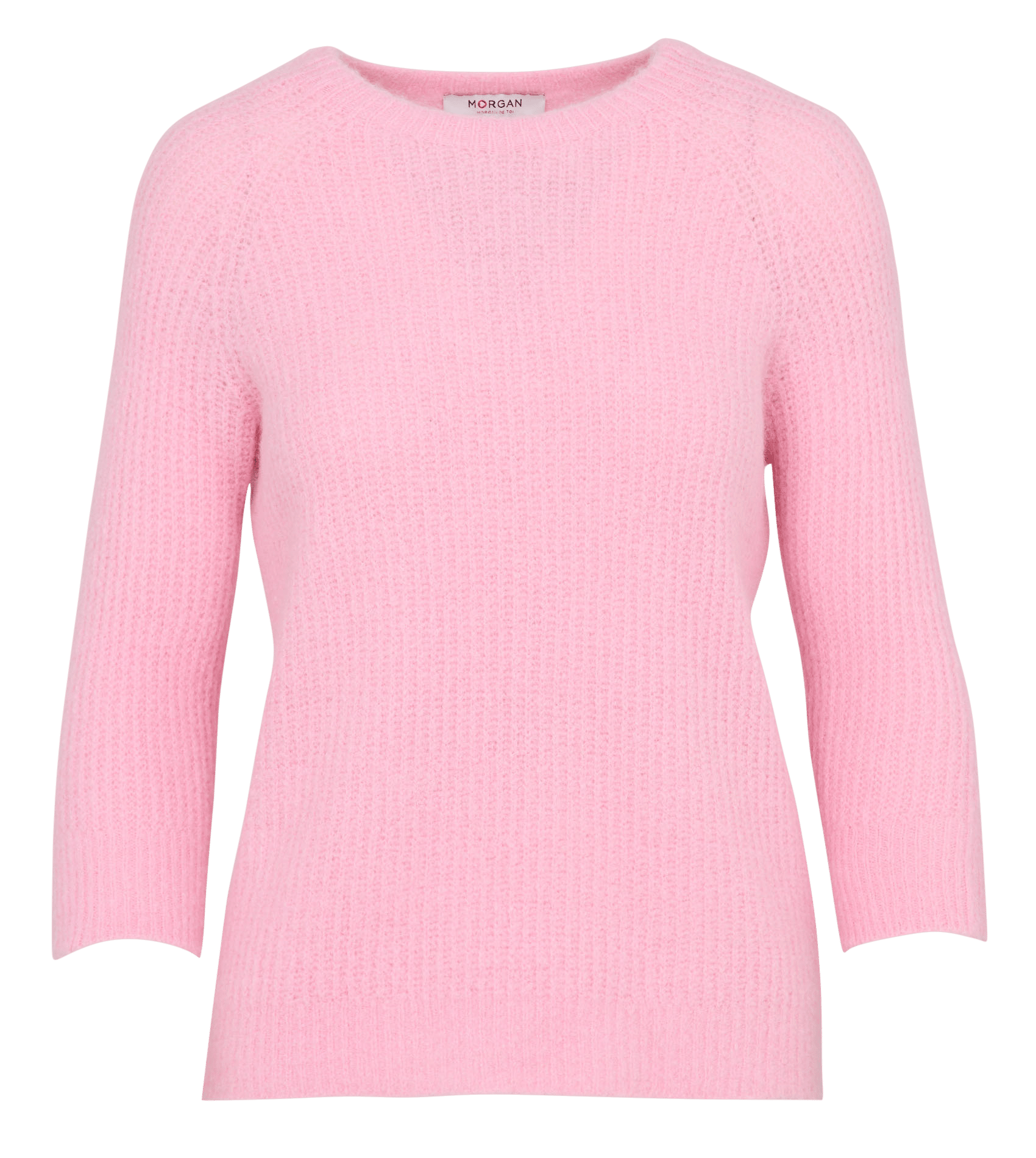 Pull droit col rond en maille mélangée MORGAN Rose