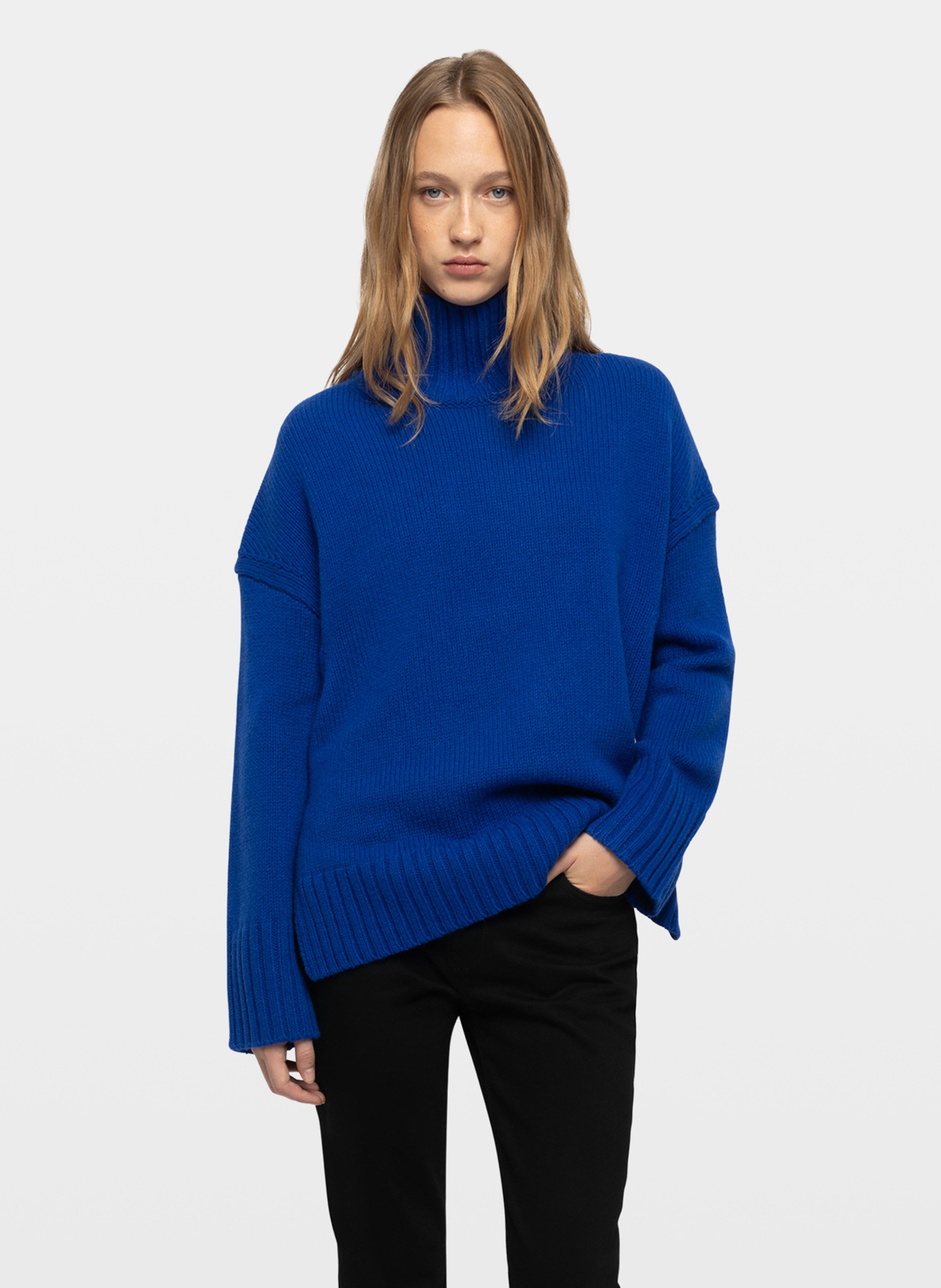 Weiter Pullover aus Wolle und Kaschmir mit Stehkragen ZADIG&VOLTAIRE Blau