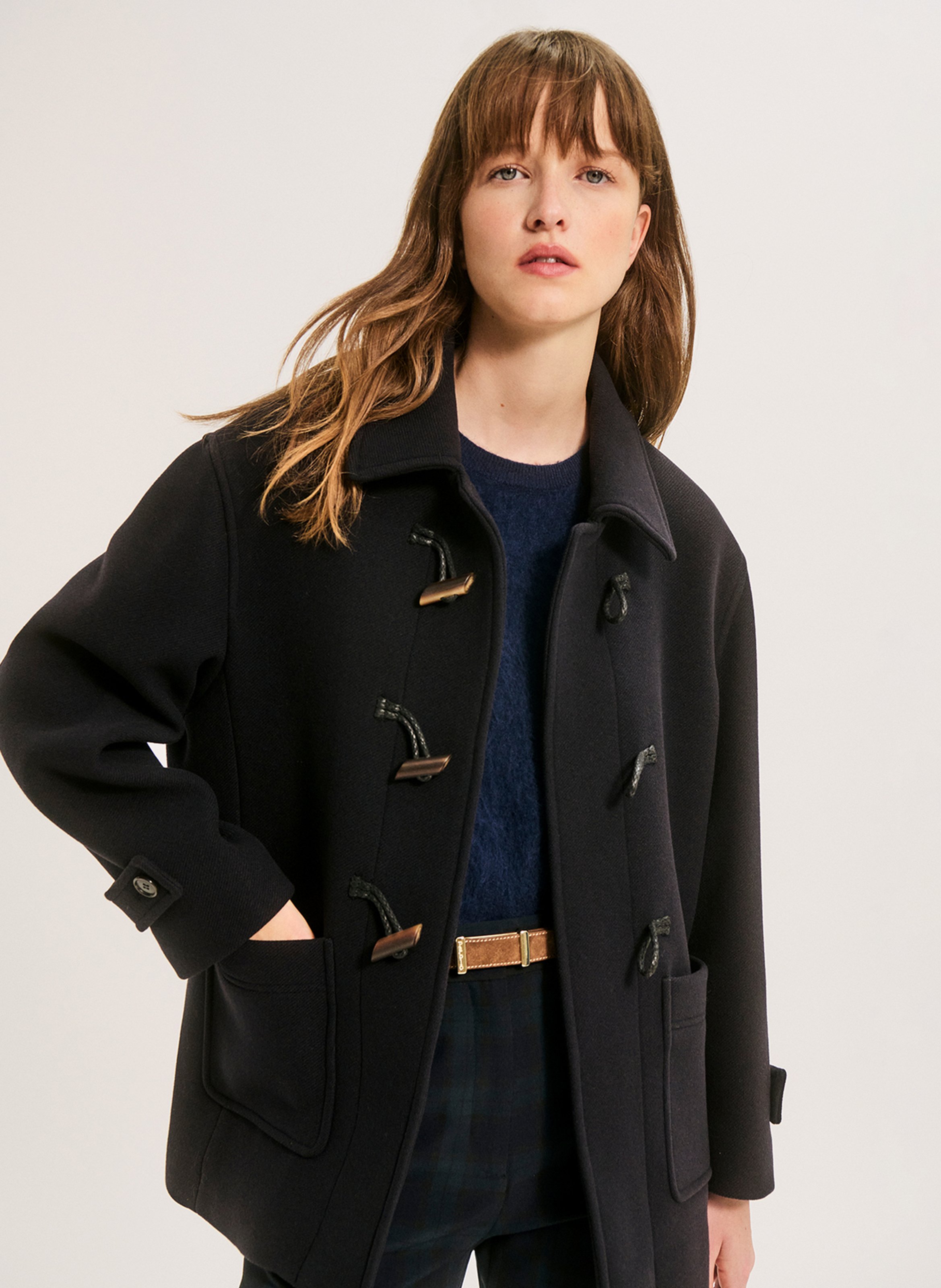 Manteau col classique en laine mélangée PABLO Bleu