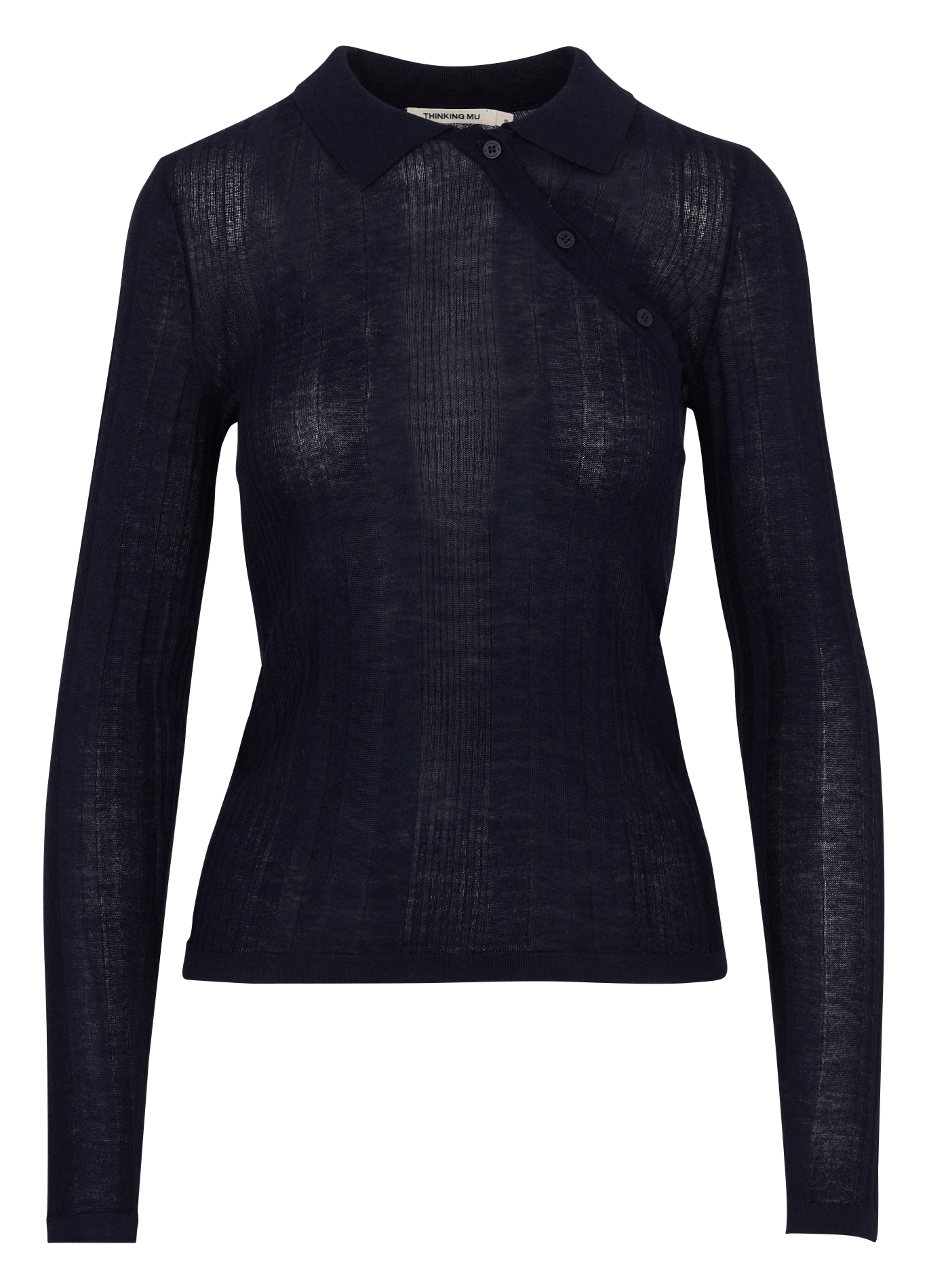 Polo-collar sweater with button detail THINKING MU Blue