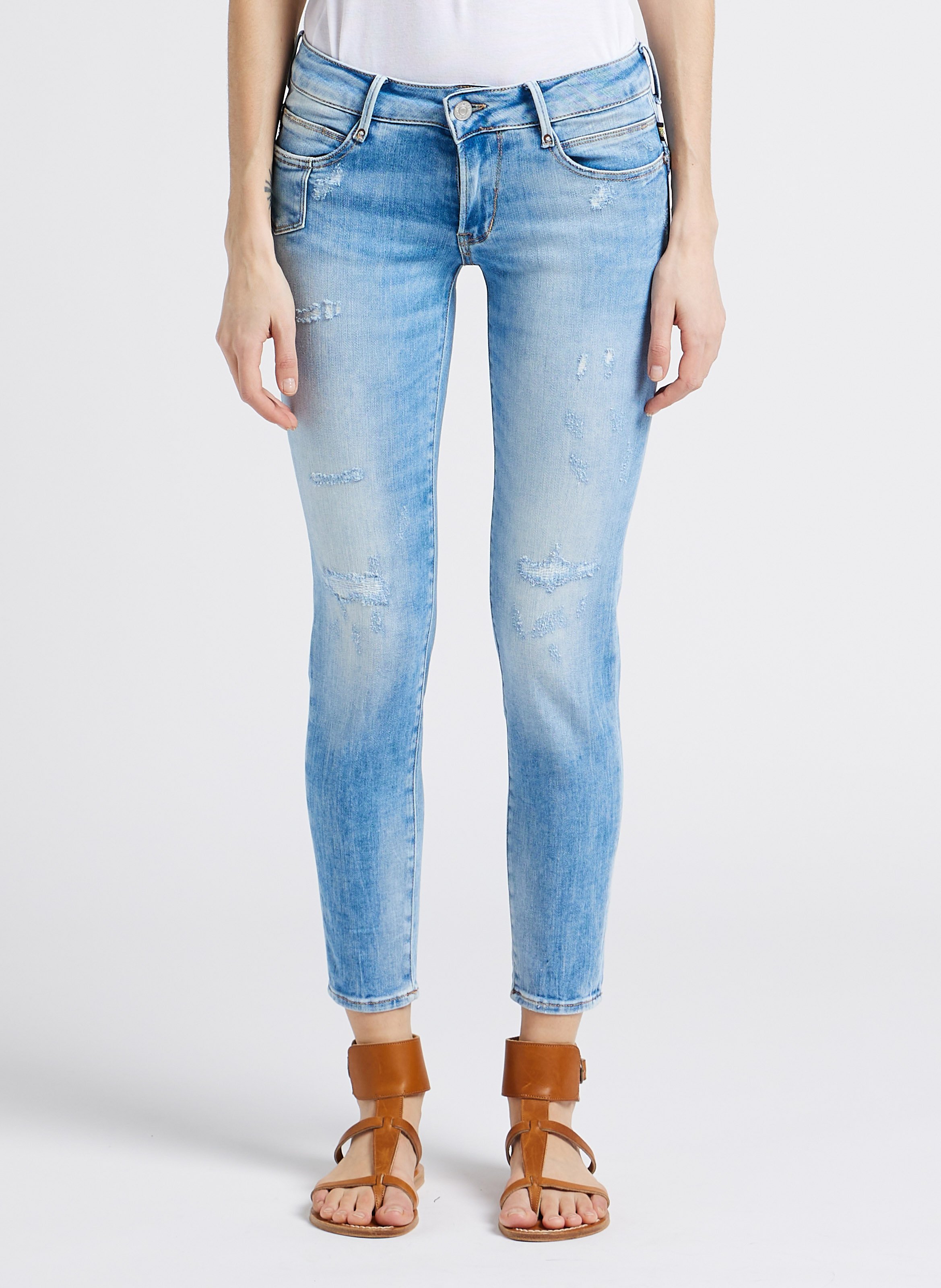 Jean slim taille basse Bleu