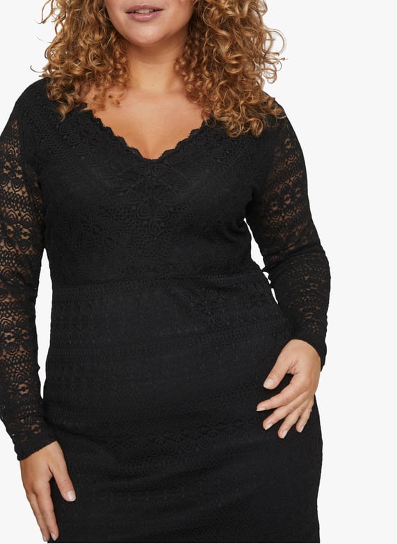 Robe courte col v en dentelle Chikka Black Evoked Femme Place